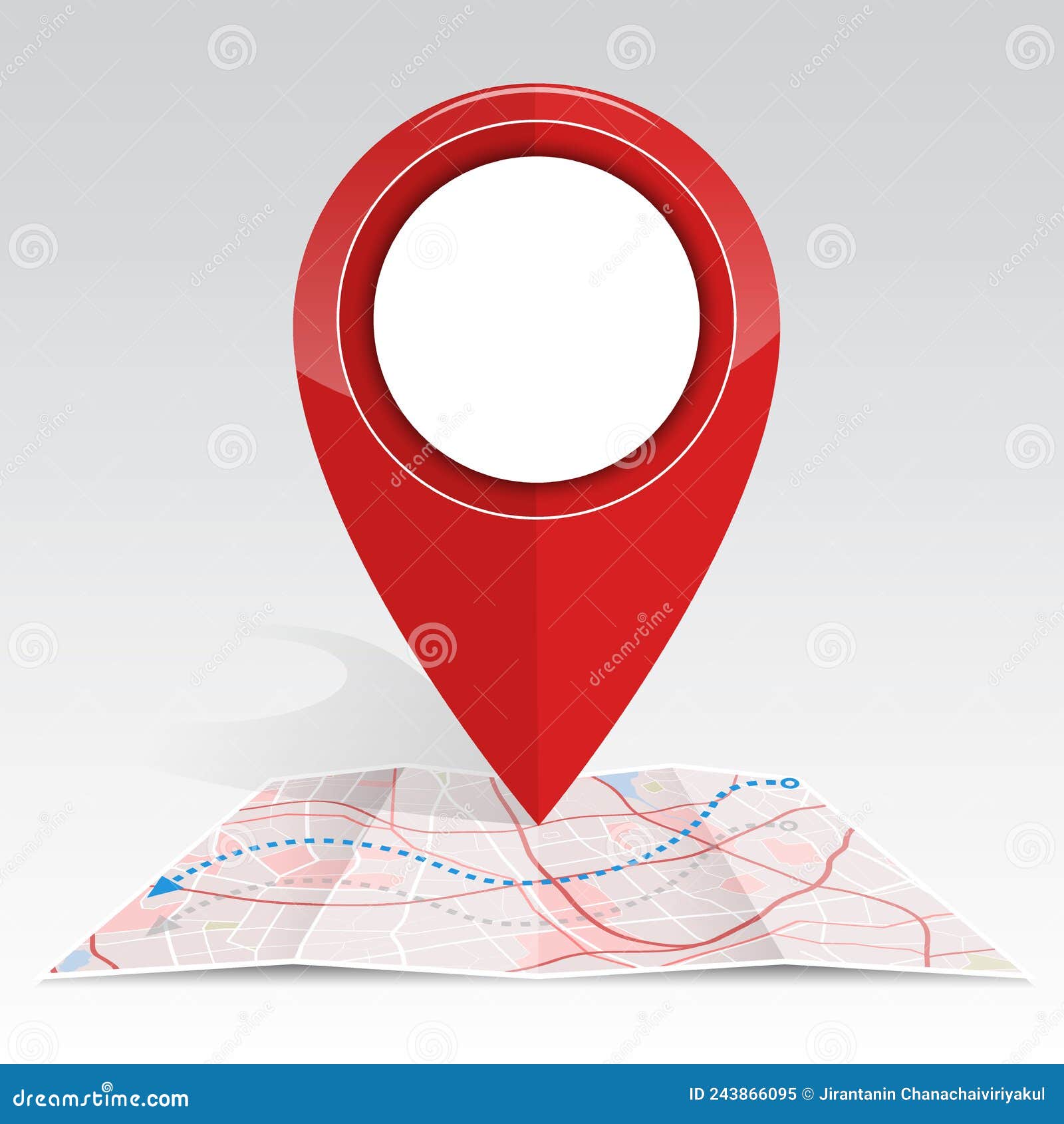 Gps.icon Mock Up Red Color on Map and Nevigator Line Stock Vector