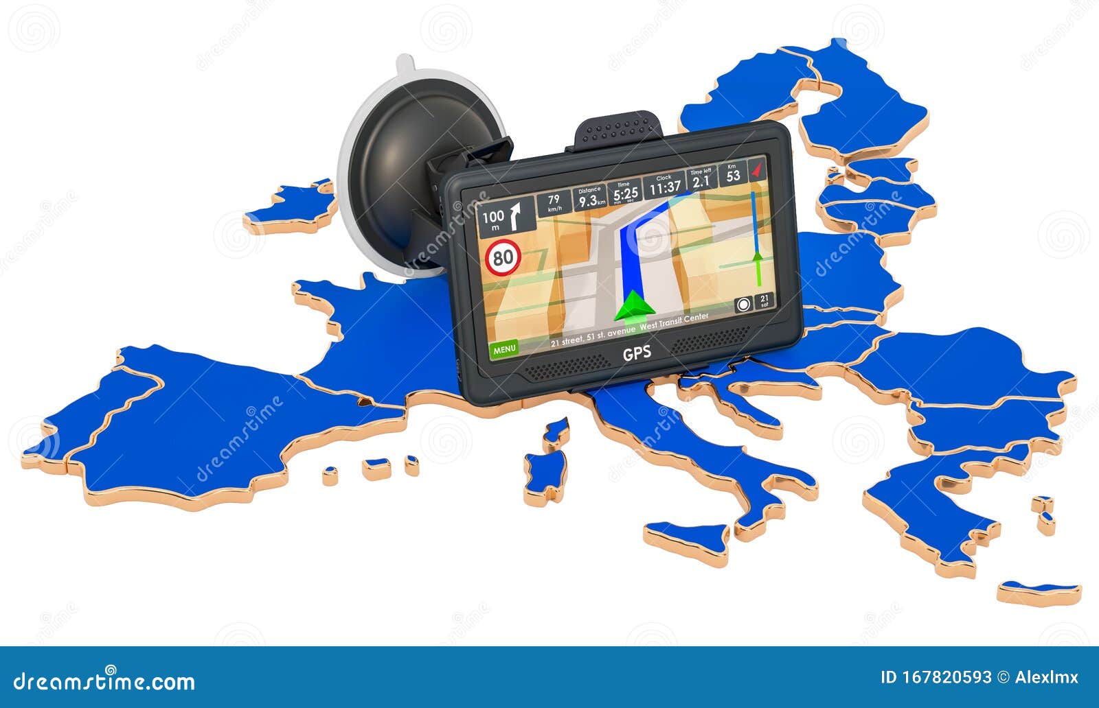 GPS Navigation in the European Union, 3D Rendering Stock Illustration Illustration of europe