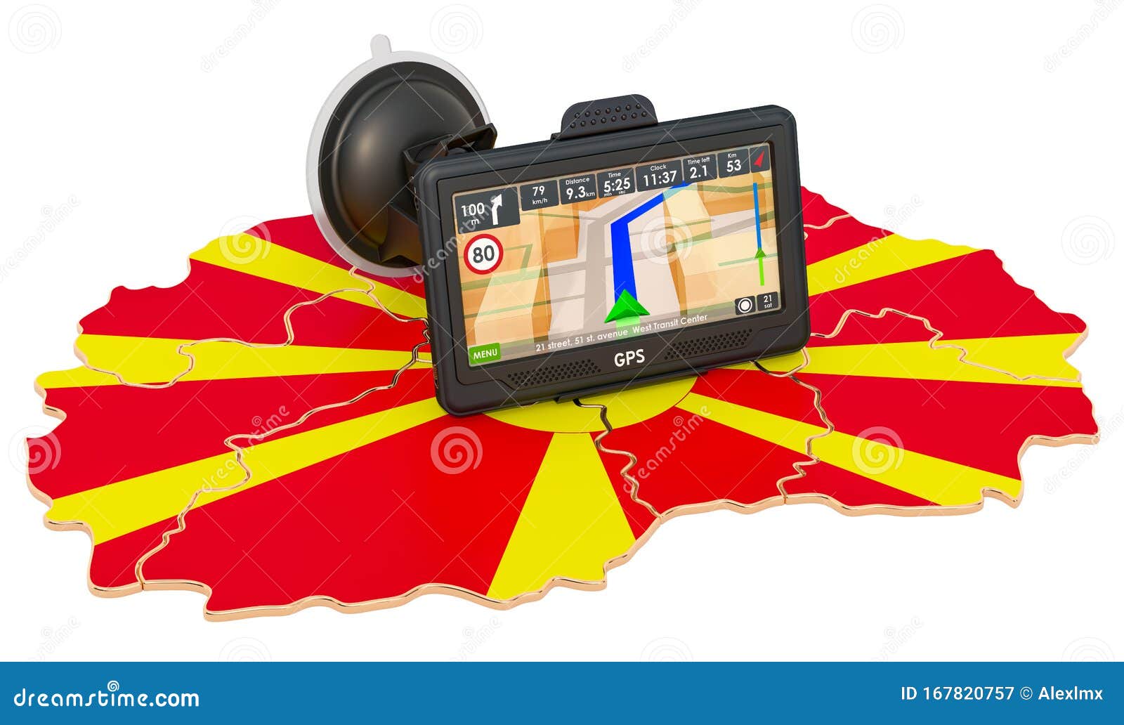 GPS Navigation in Macedonia, 3D Rendering Stock Illustration