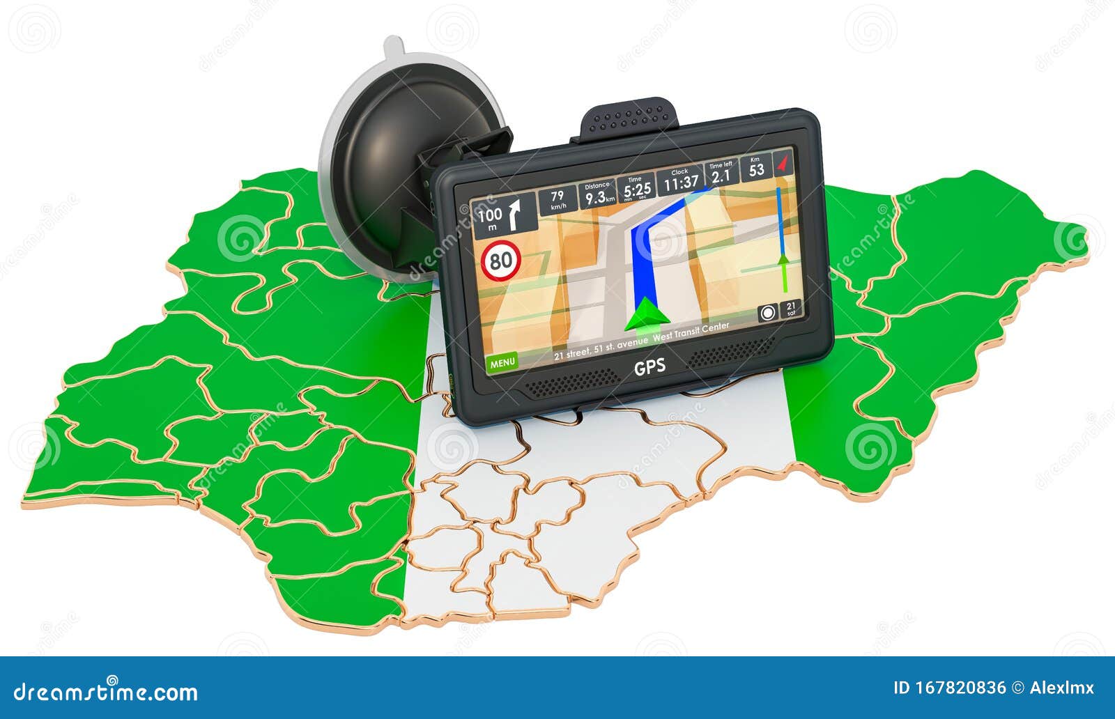 GPS Navigation In Nigeria, 3D Rendering Stock Illustration