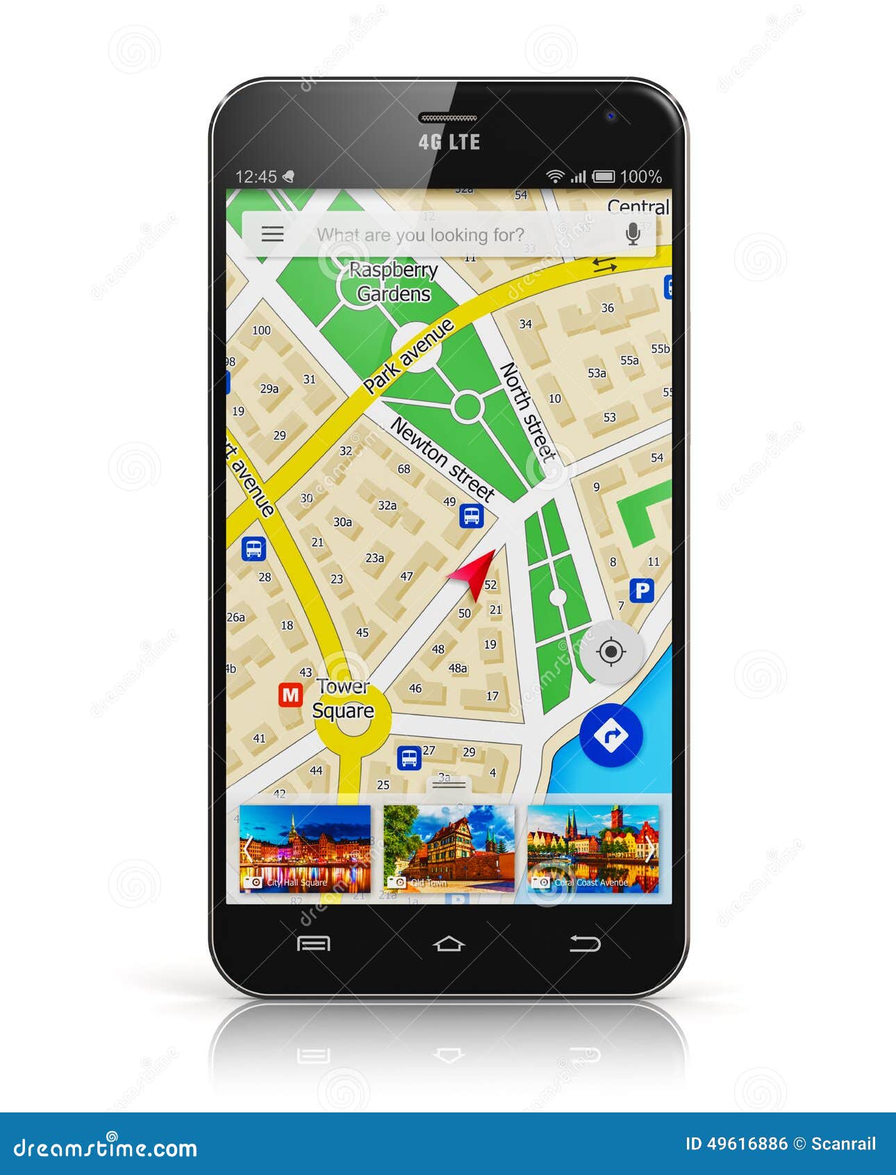 GPS Navigation on Smartphone Stock - Illustration mobile: 49616886