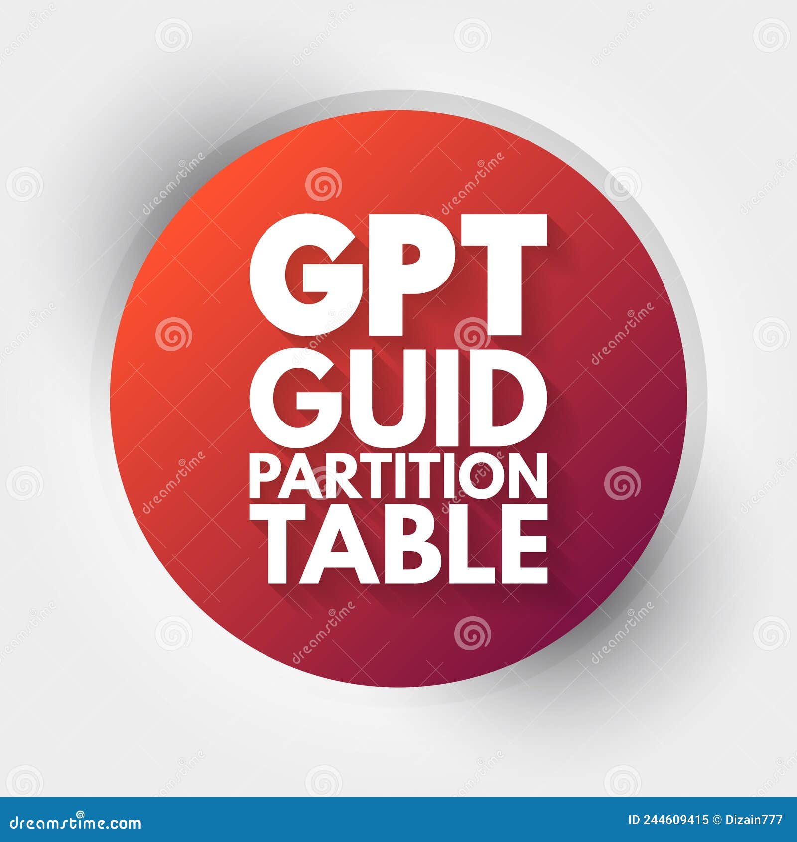 gpt - guid partition table acronym, technology concept background
