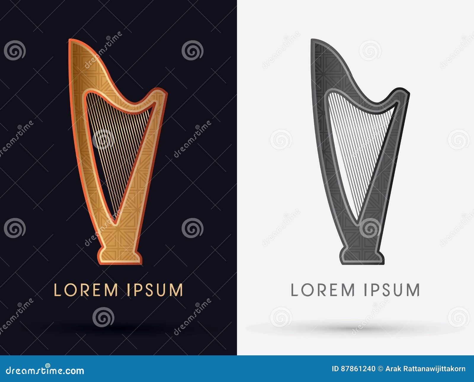 Gráfico de lujo de la arpa ilustración del vector. Ilustración de vector -  87861240, image size:1600x1290