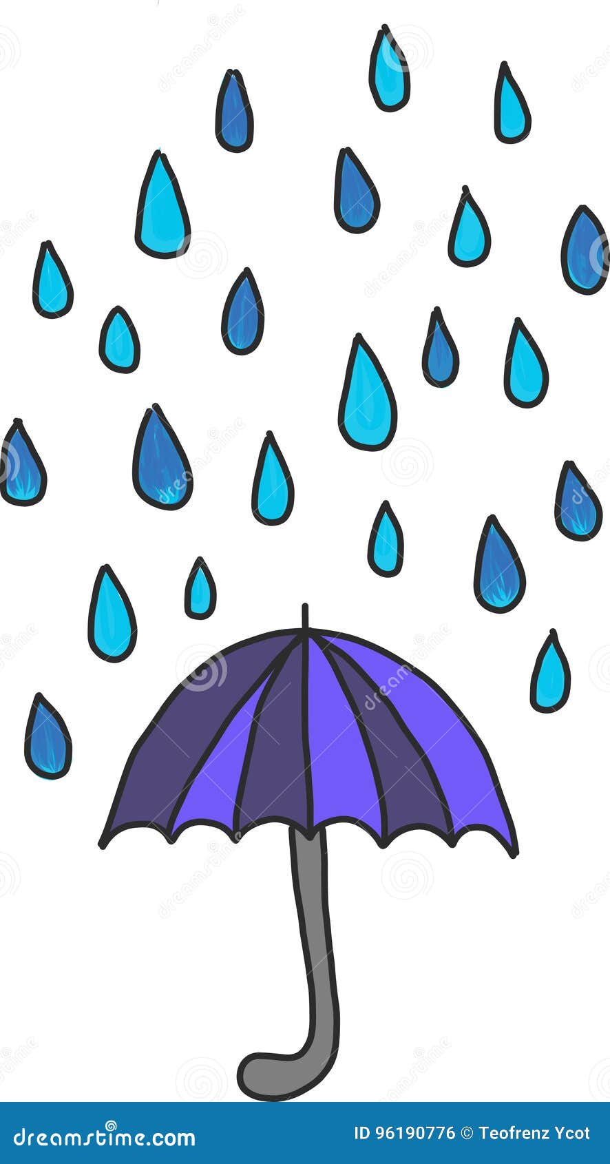 Gráfico De Vector Del Paraguas Y De Gotas De Agua Ilustración del Vector - Ilustración de gota, lluvia: 96190776