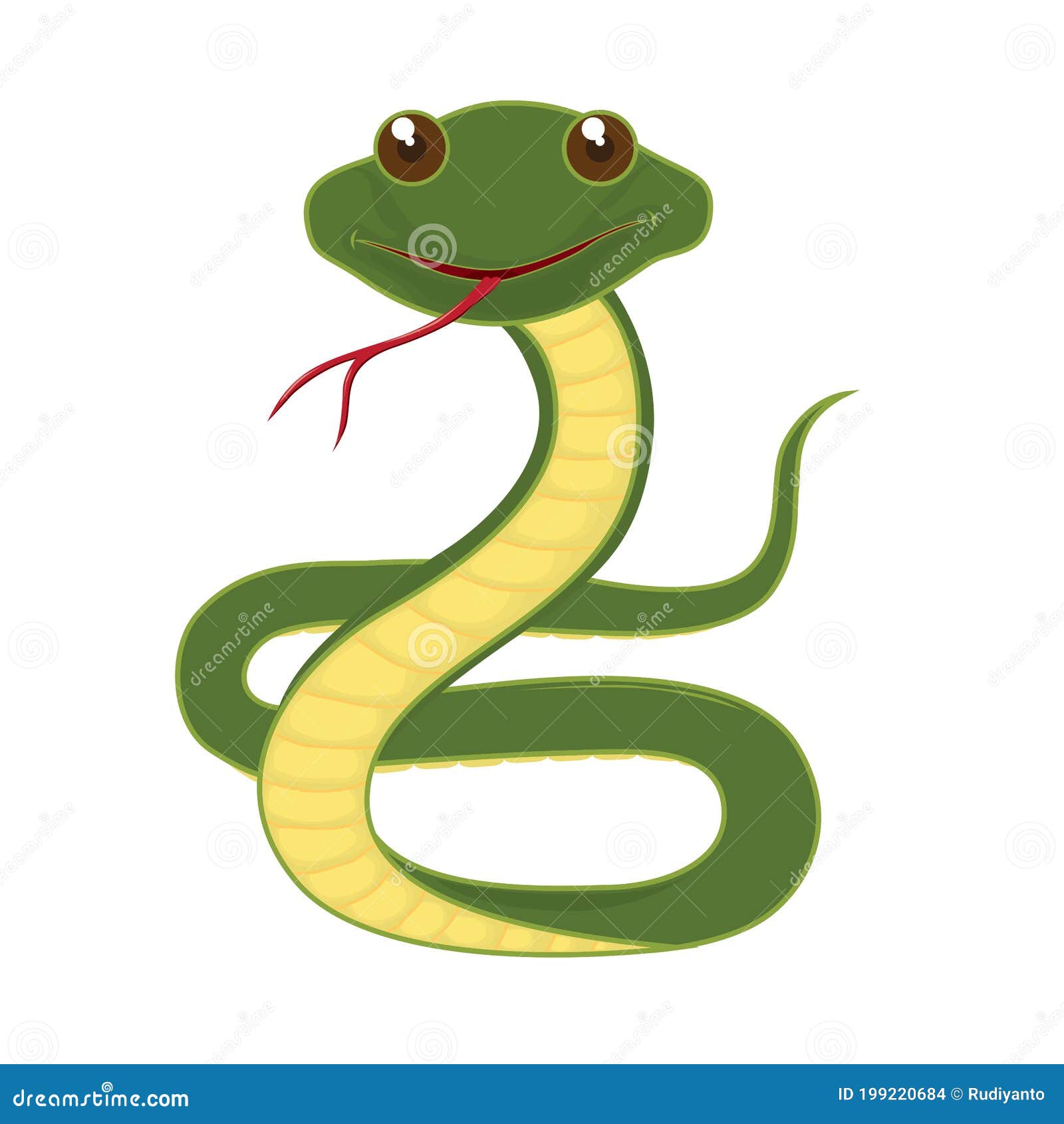 Gráfico Vectorial De Ilustración De La Tierna Caricatura De Una Serpiente  Verde Ilustración del Vector - Ilustración de cubierta, historieta:  199220684