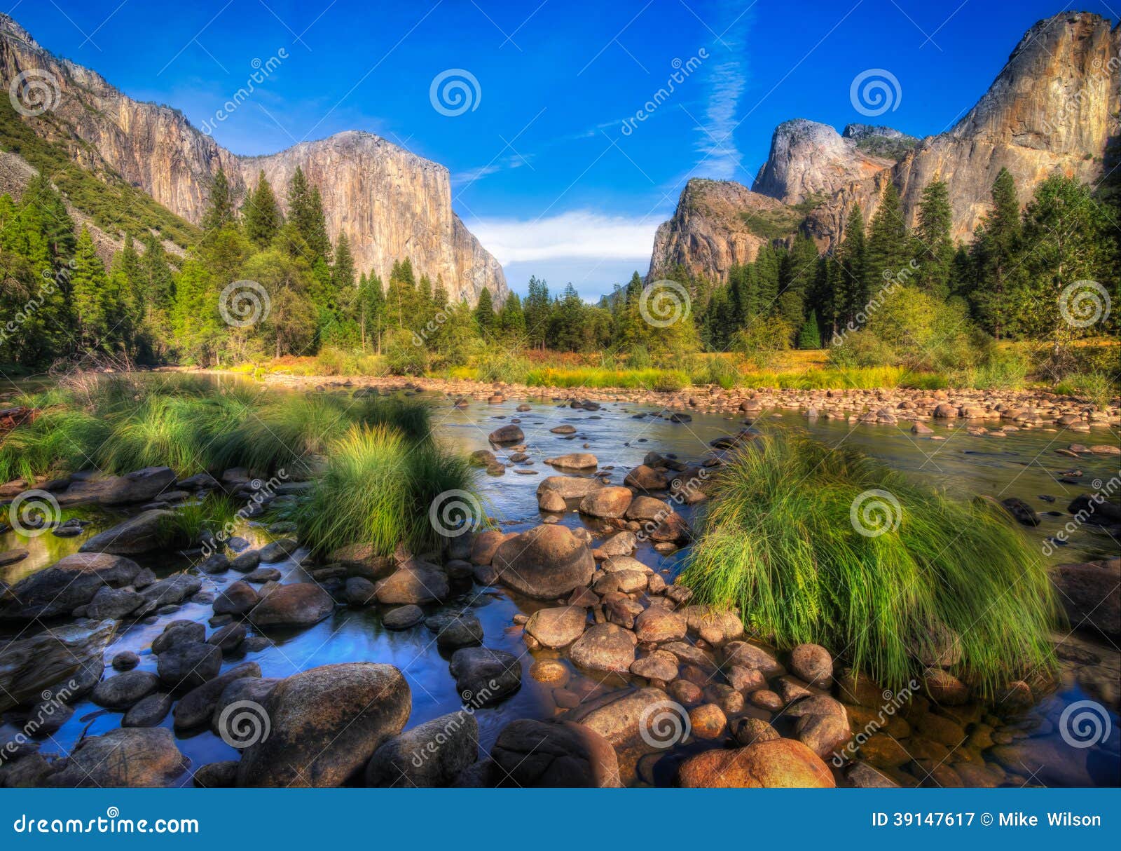 Gr Capitan Yosemite. Valleimening van Yosemite-vallei met Gr Capitan op de achtergrond