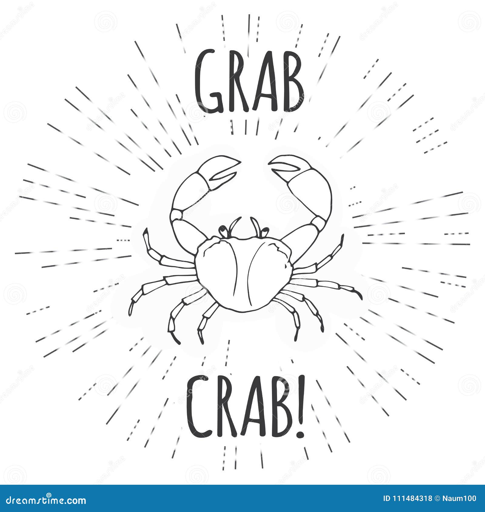 Grab crab, funny vector stock vector. Illustration of seafood 111484318