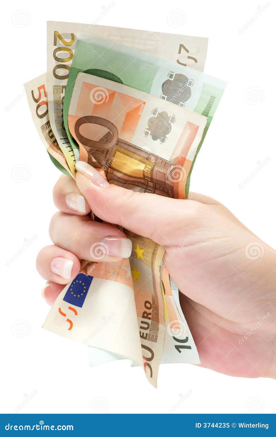 grabbing euro banknotes