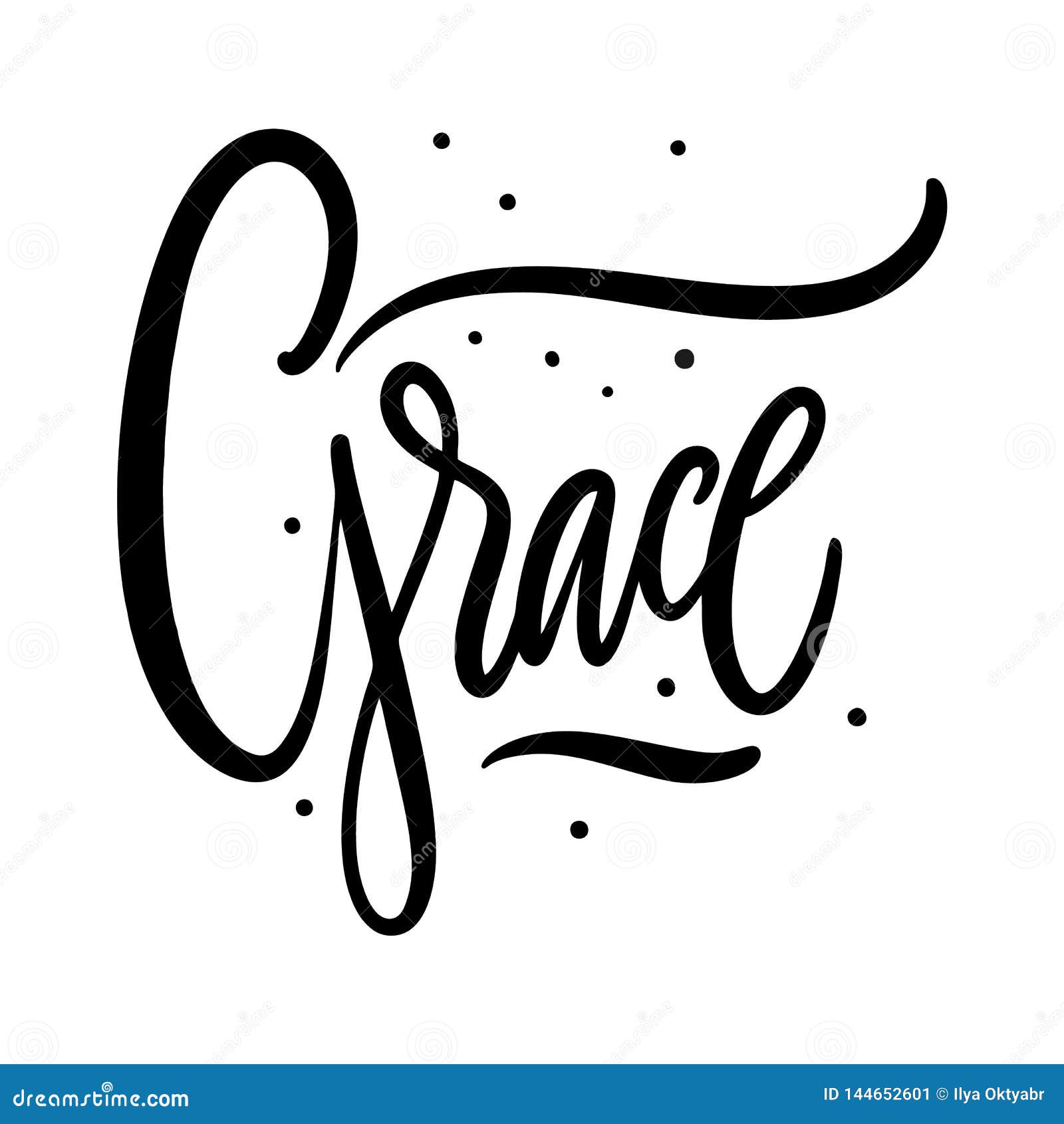 Grace Italy Phrase Hand Drawn Vector Lettering Isolated On White