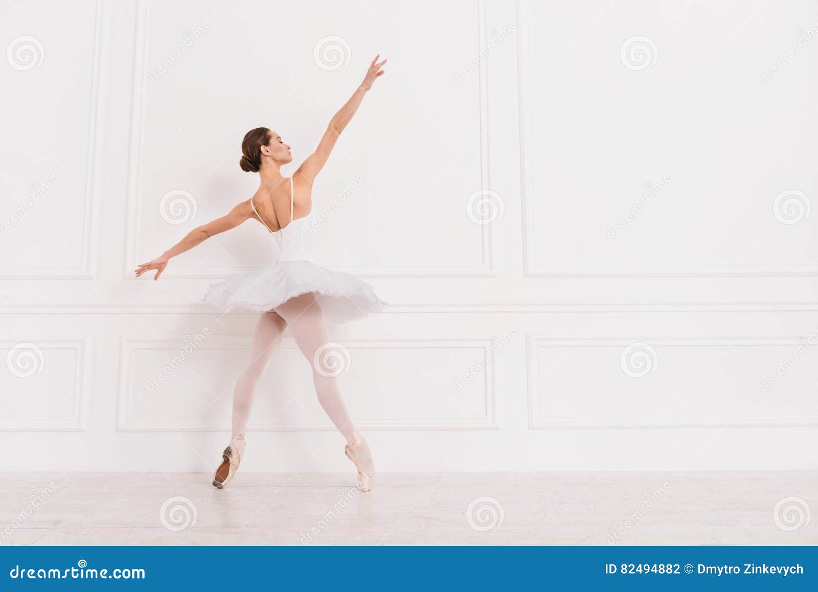 Graceful Ballet Dancer Standing Sideways on Tiptoes Stock Photo - Image ...