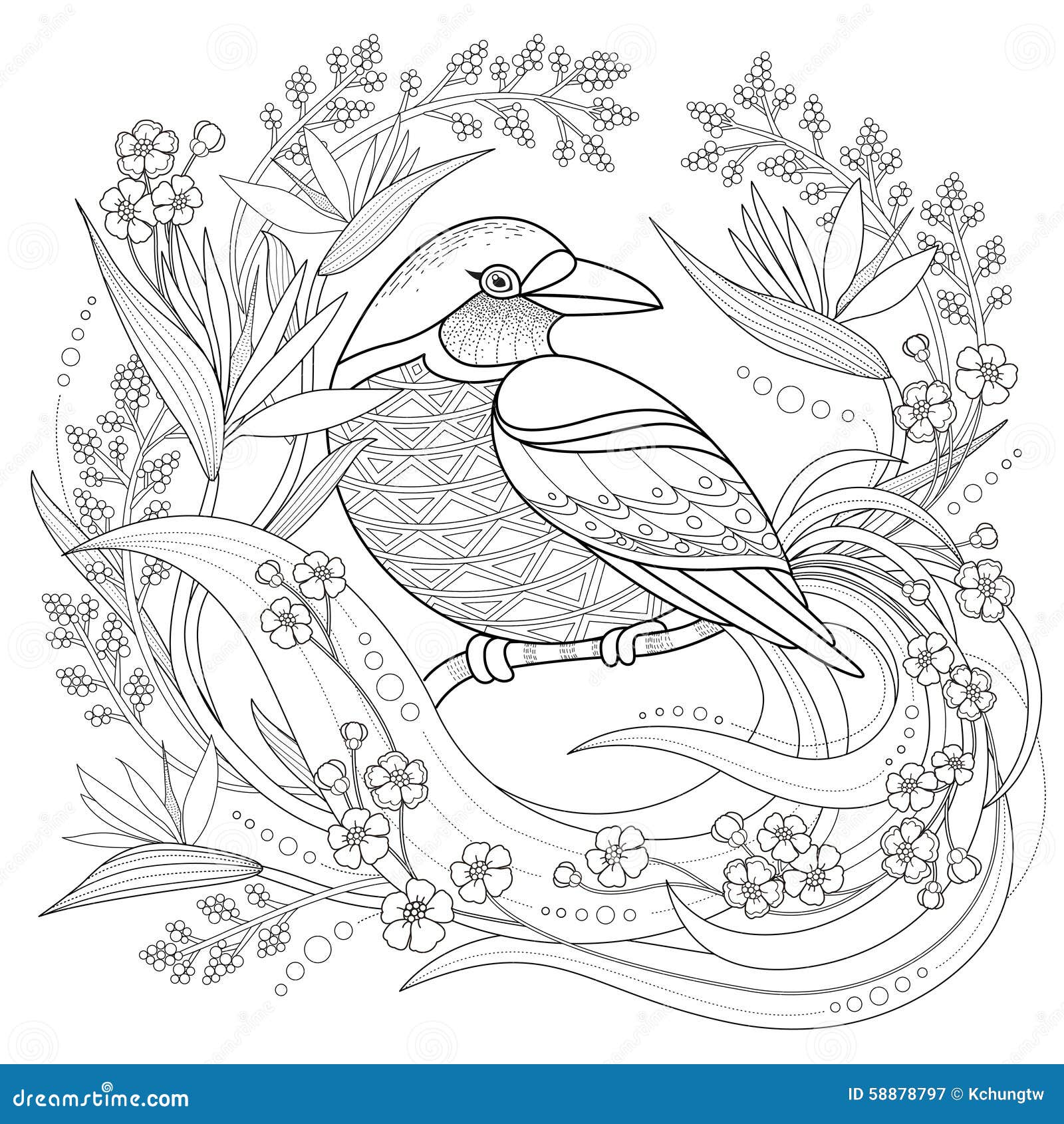 graceful bird coloring page