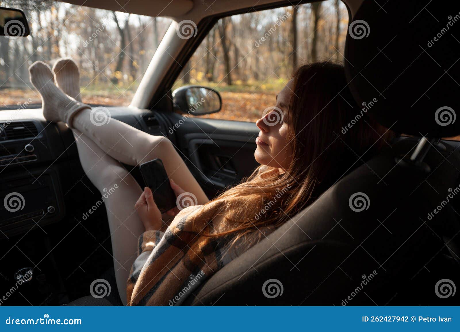 Female Pouring the Hot Tea in Tourist Thermos Mug. she Sitting on Co-driver  Seat Inside Modern Car, Enjoying the Moody Rainy Day Stock Image - Image of  relaxing, pouring: 196210855