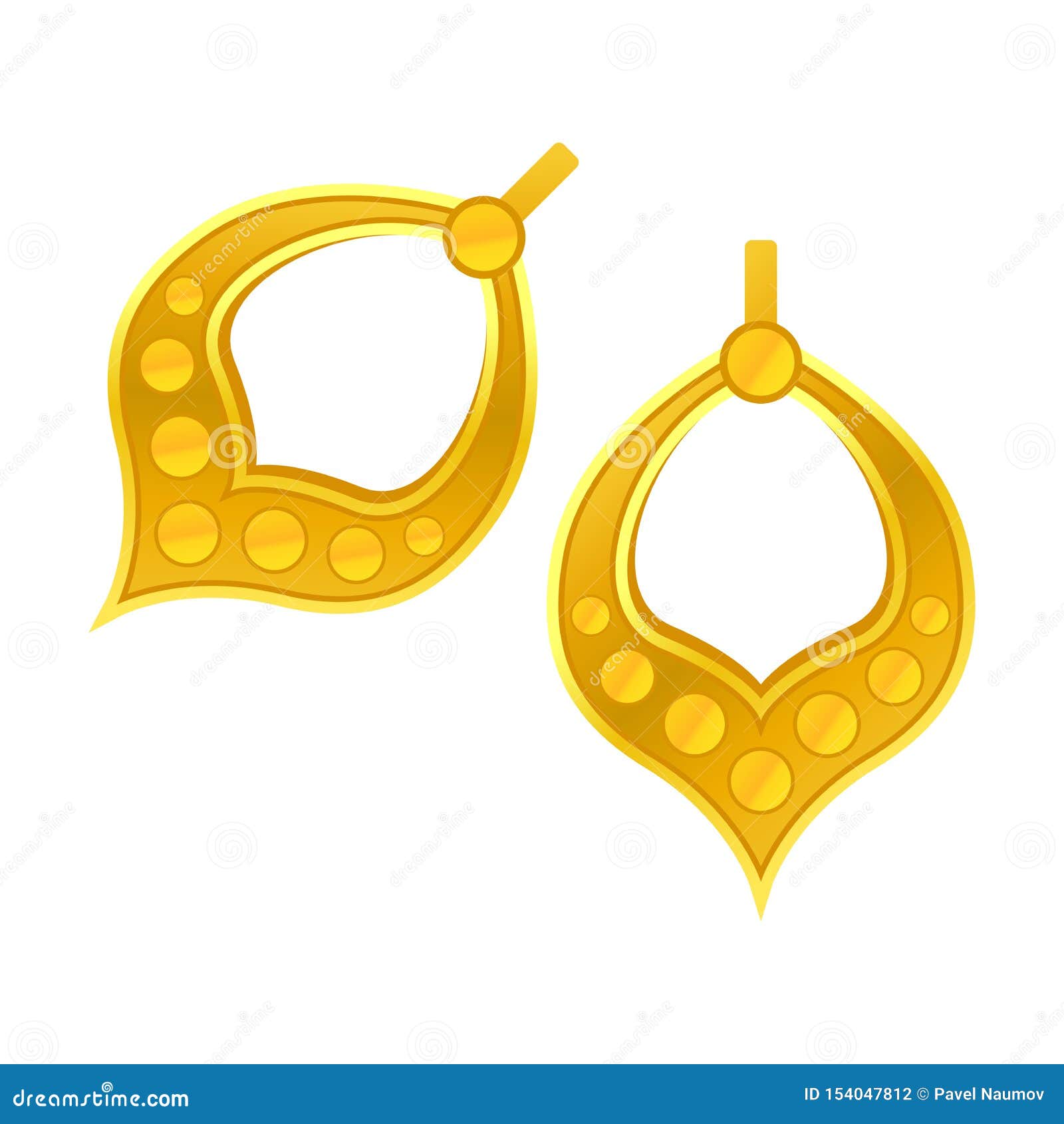 Graceful Gold Earrings. Vector Illustration on White Background. Stock ...