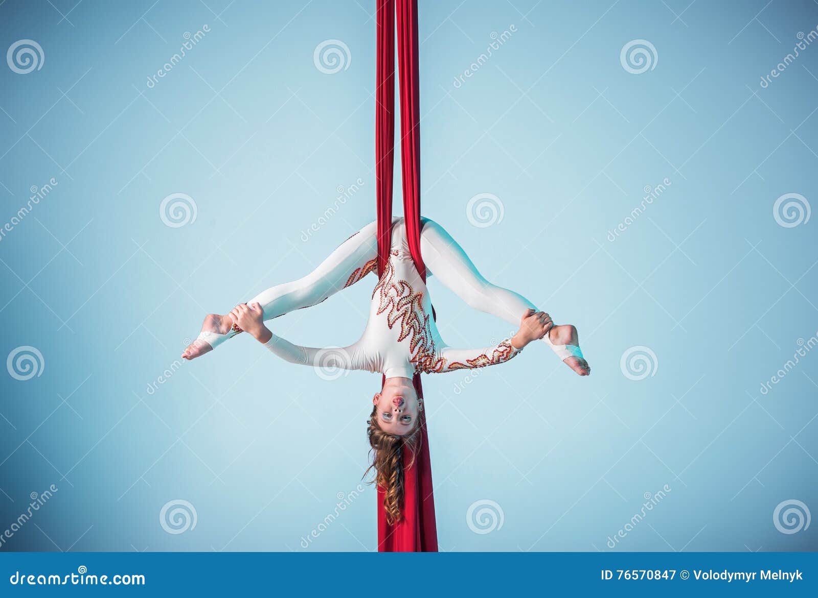 Graceful Gymnast Performing Aerial Exercise Stock Image Image of