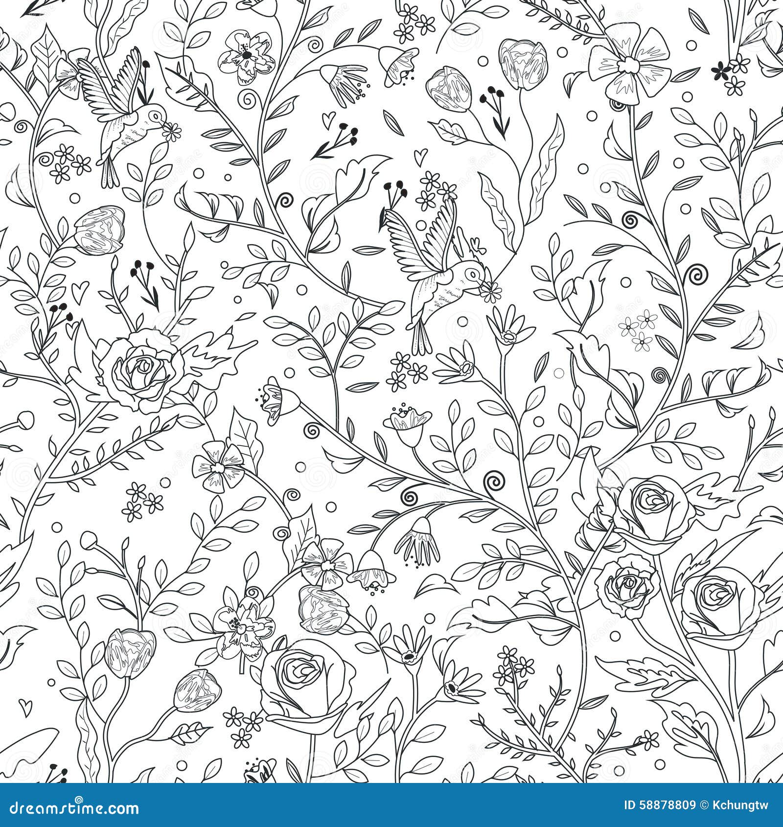graceful seamless floral pattern coloring page