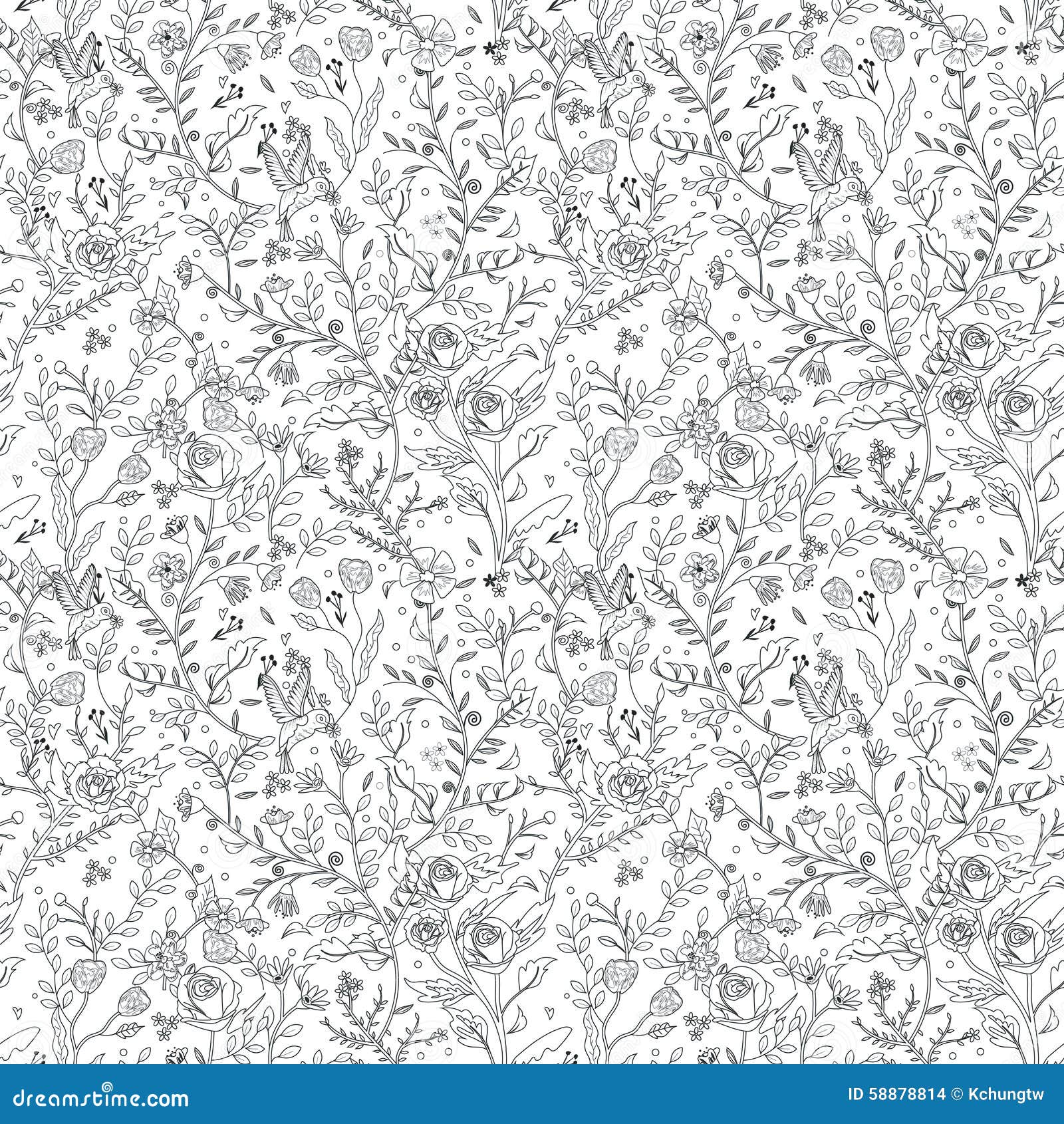 graceful seamless floral pattern coloring page