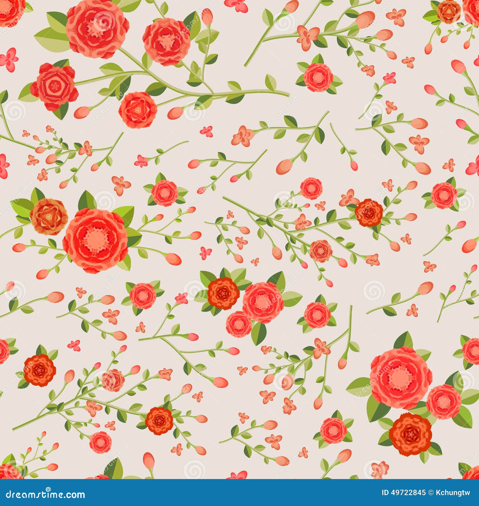 Graceful seamless floral pattern over beige background