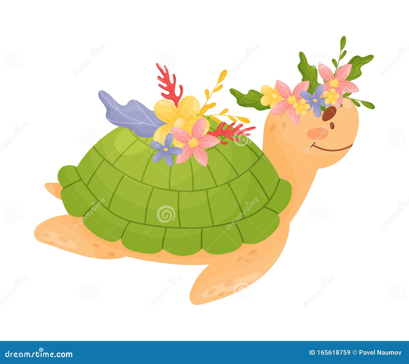 Gracioso Personaje De Caricatura De Vectores De Tortuga Marina Infantil Ilustracion Del Vector Ilustracion De Coral Bebe