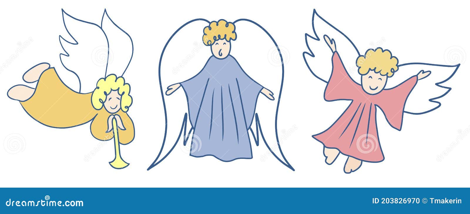 3 Graciosos Personajes De ángeles Para Navidad Ilustración del Vector -  Ilustración de gente, proklamieren: 203826970