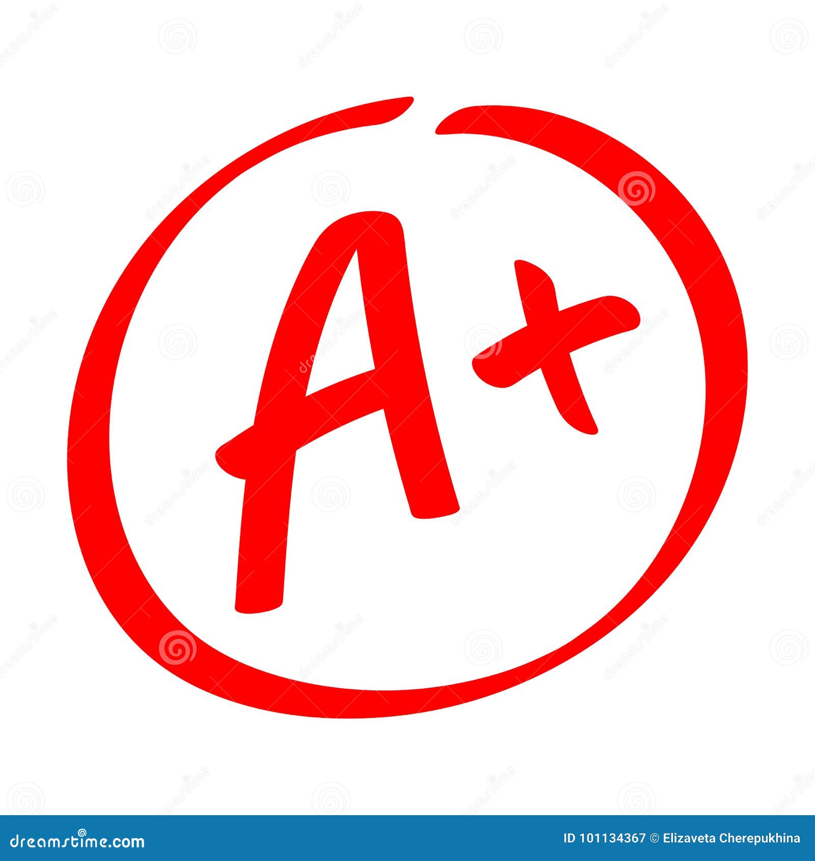 grade result - a . hand drawn  grade with plus in circle.