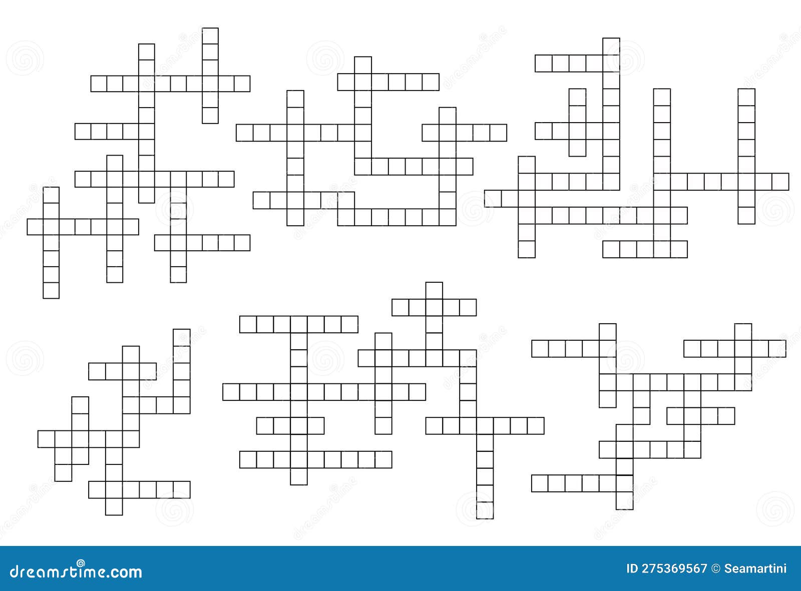 Grades De Teste De Palavras Cruzadas Ou Layouts De Jogos De Palavras De  Suposição Ilustração do Vetor - Ilustração de texto, enigma: 275369567