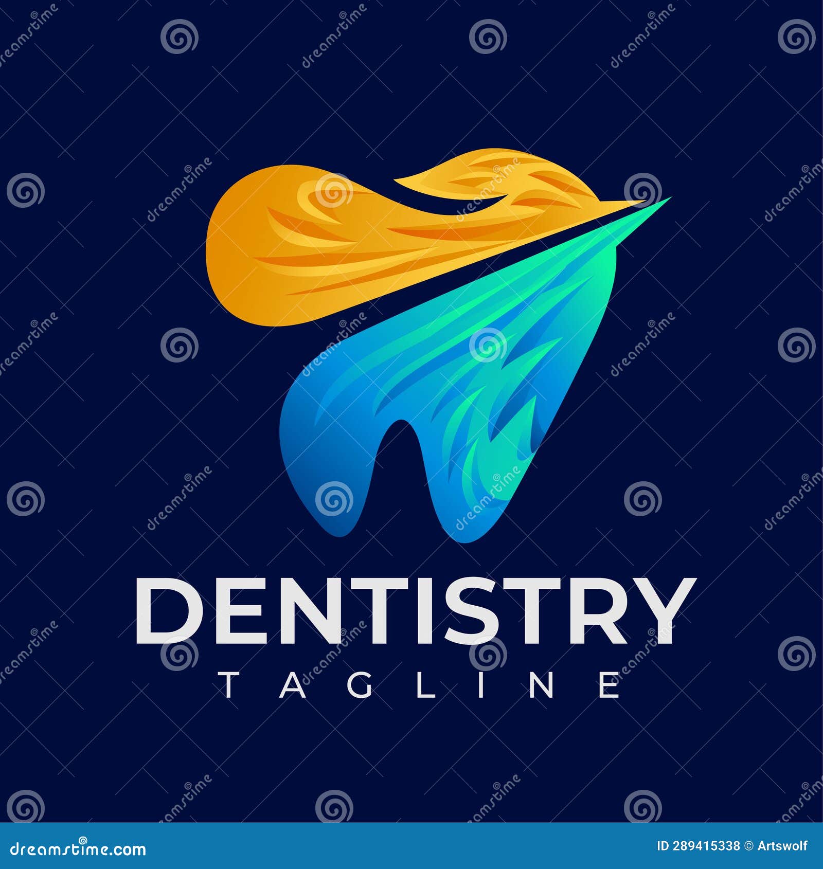 Gradient Abstract Dental Tooth Dentistry Logo Design Stock Vector