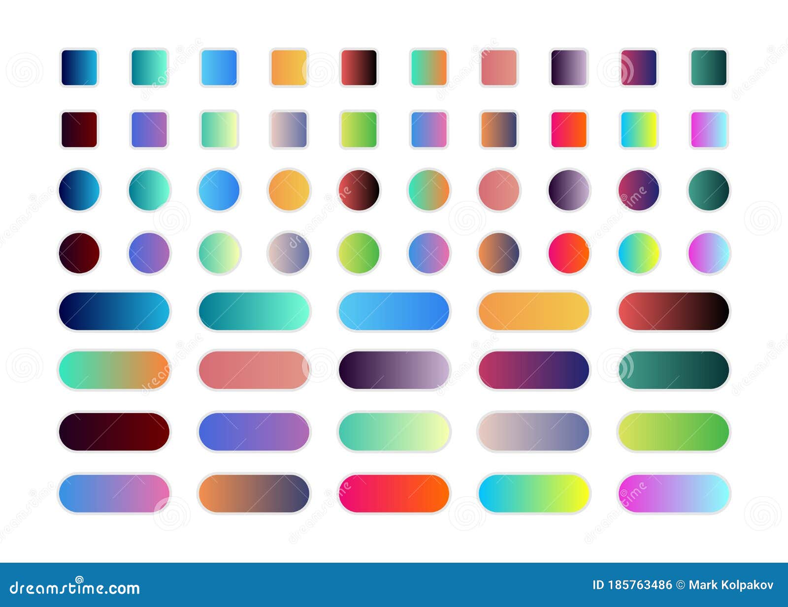 60 Gradient Button Set Isolated Icon. Web Vector Stock Vector ...