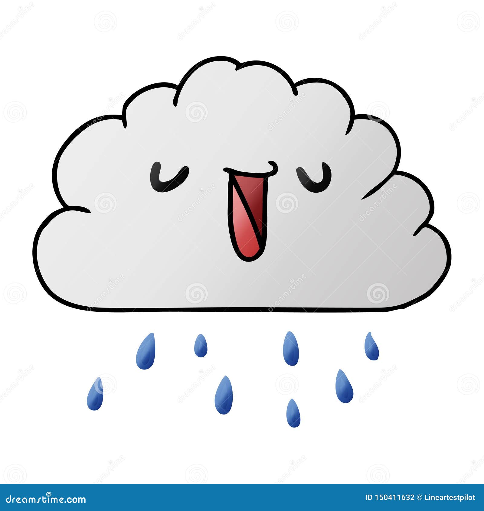 Gradient Cartoon Illustration Kawaii Weather Rain Cloud Stock Vector ...