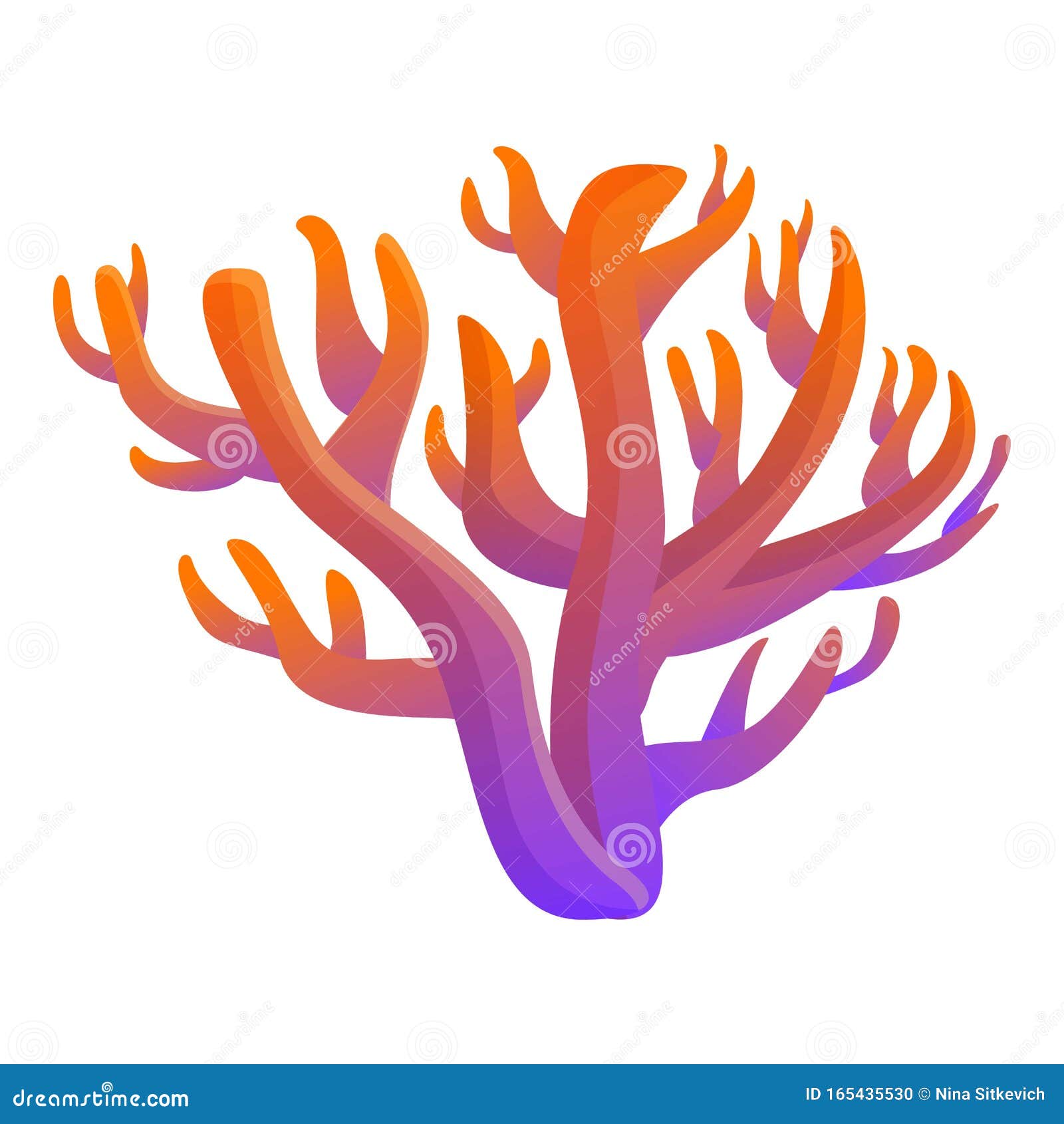 gradient color coral icon, cartoon style