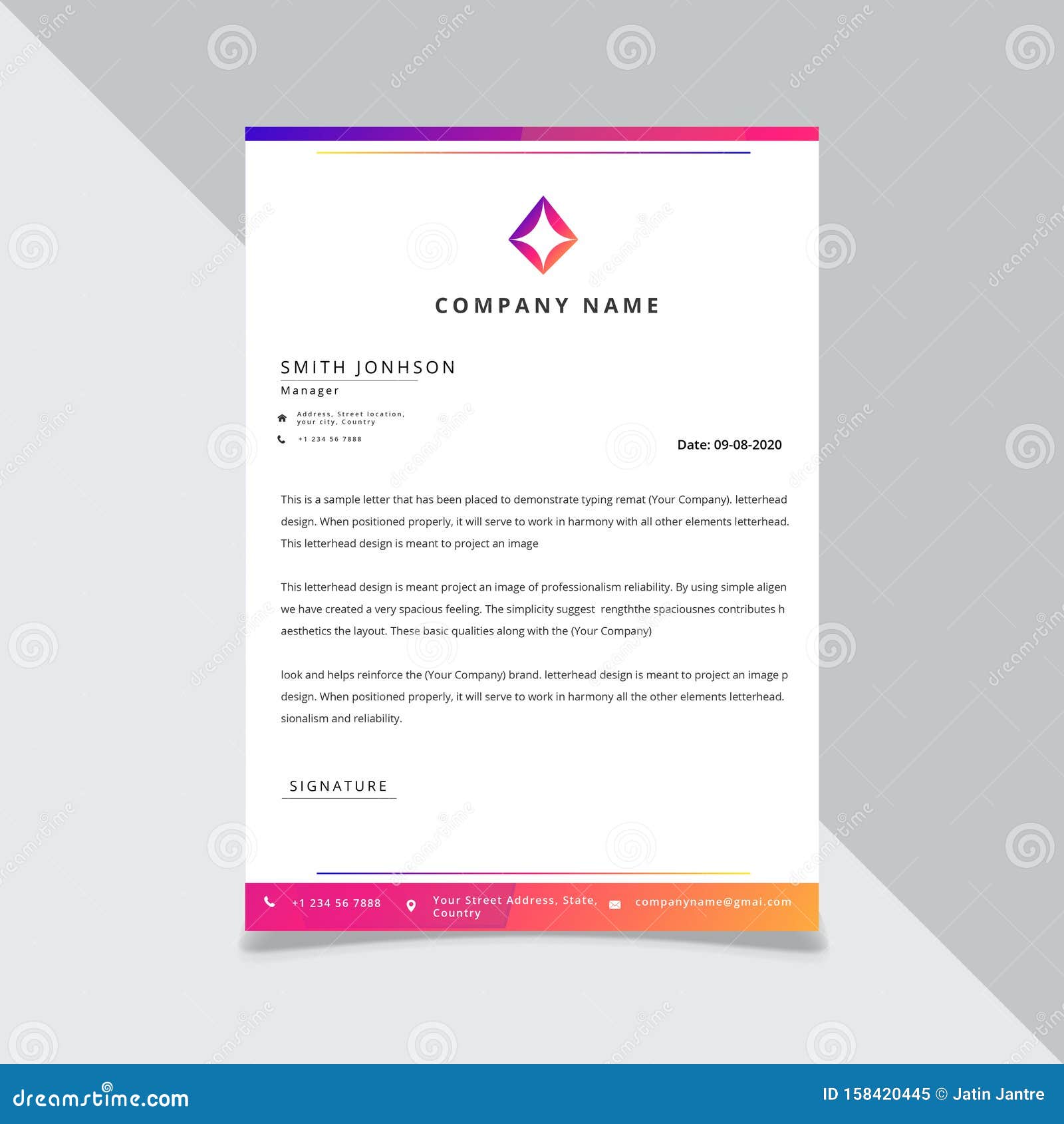 Gradient Color Letterhead Design Template Stock Vector  Illustration