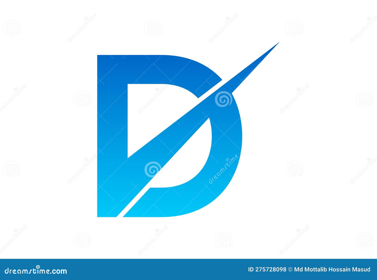 Gradient D Letter Logo Design with Swoosh, Vector Illustration Stock ...