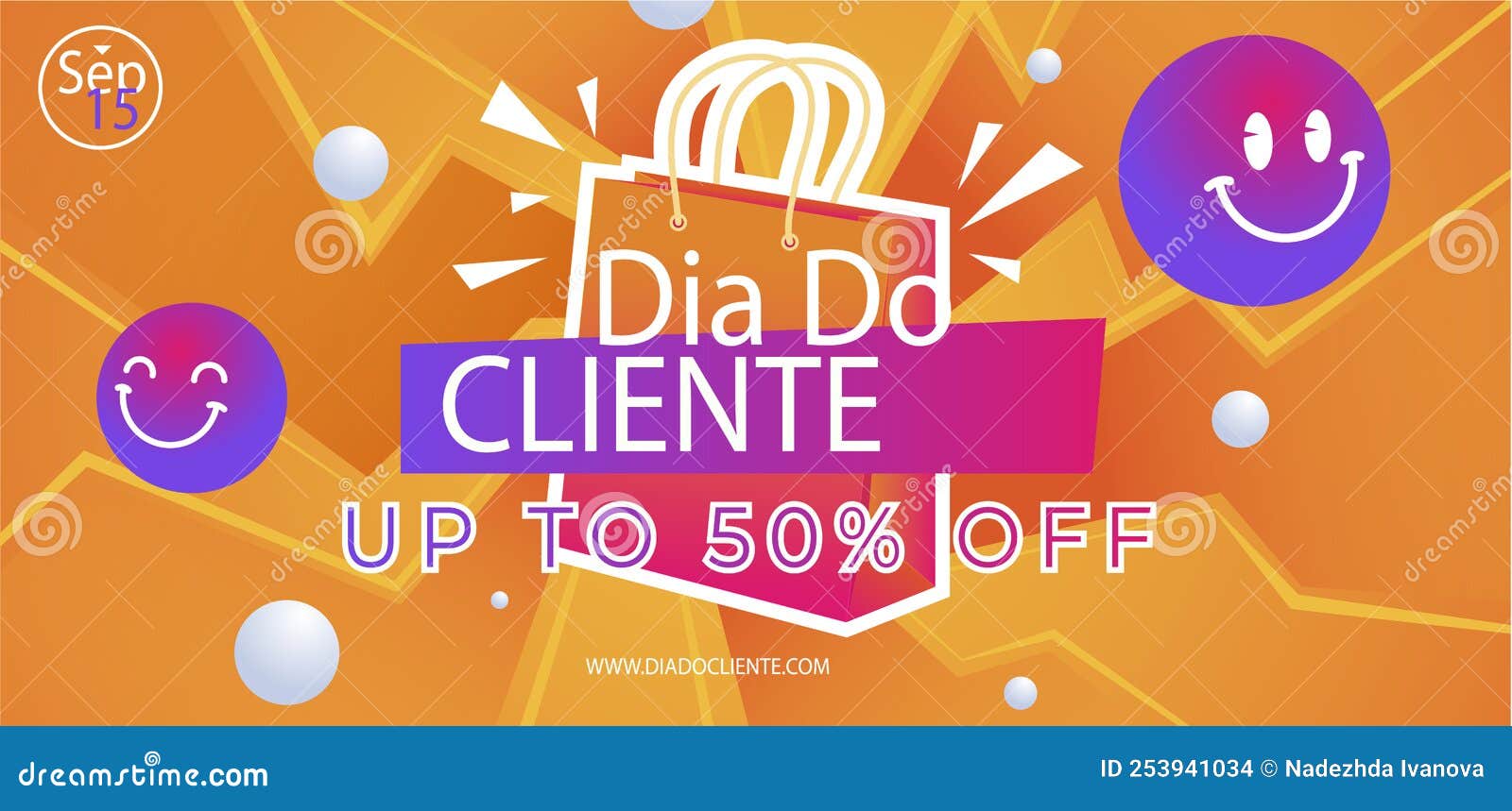 gradient dia do cliente horizontal sale banner template  