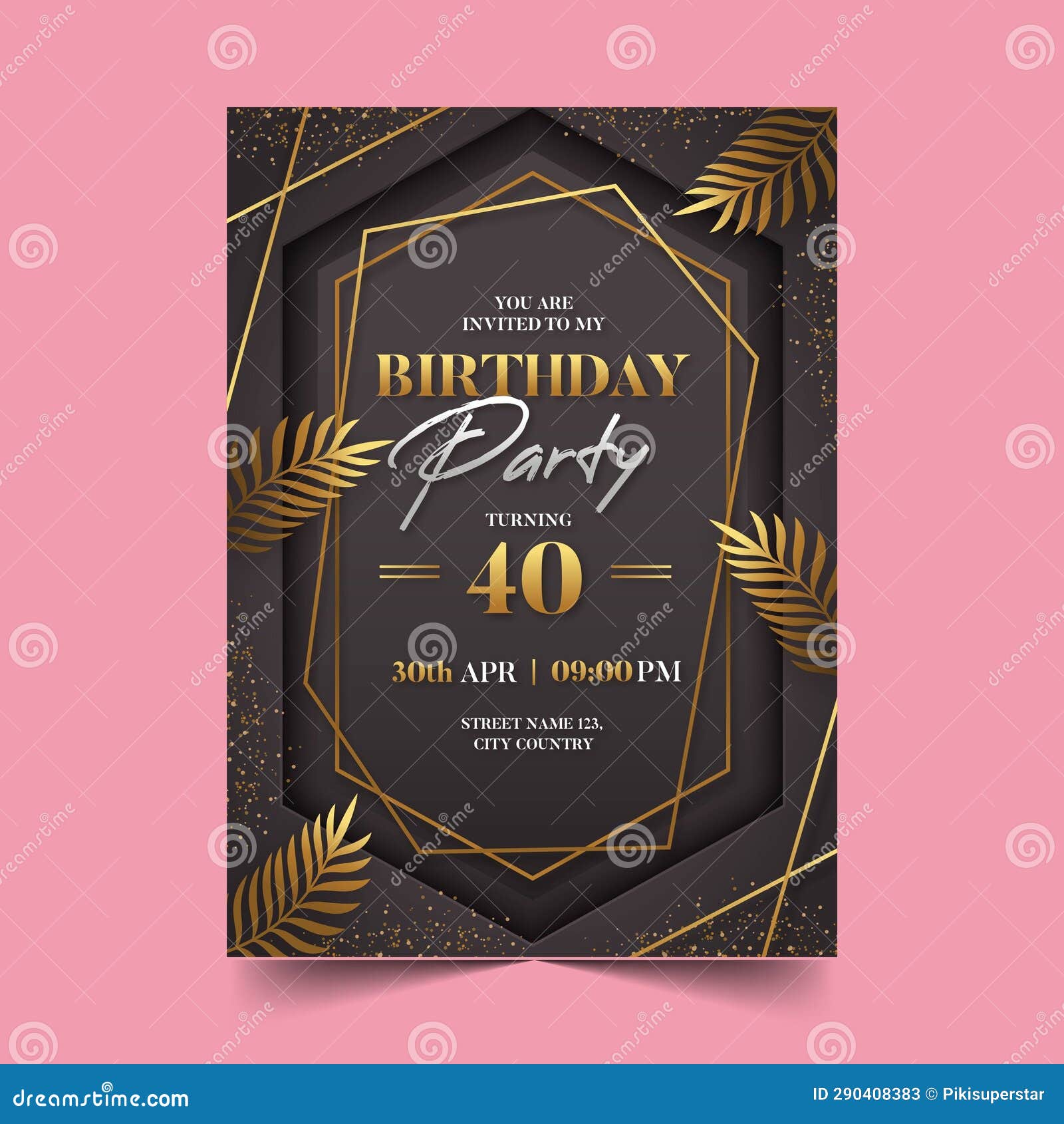 Gradient Elegant Birthday Invitation Vector Design Stock Vector