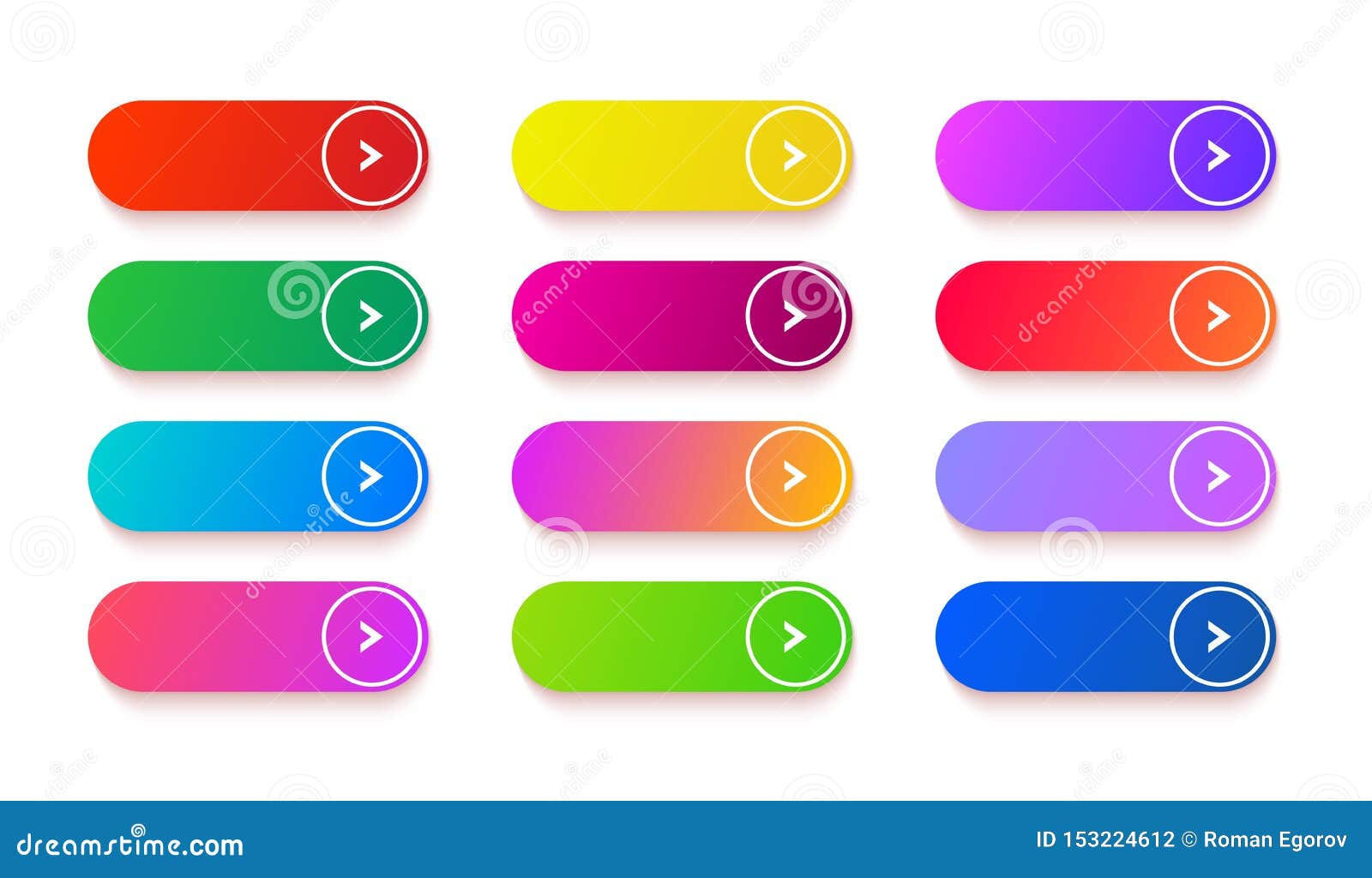 gradient empty button. colored  rectangle web s set. long shiny buttons