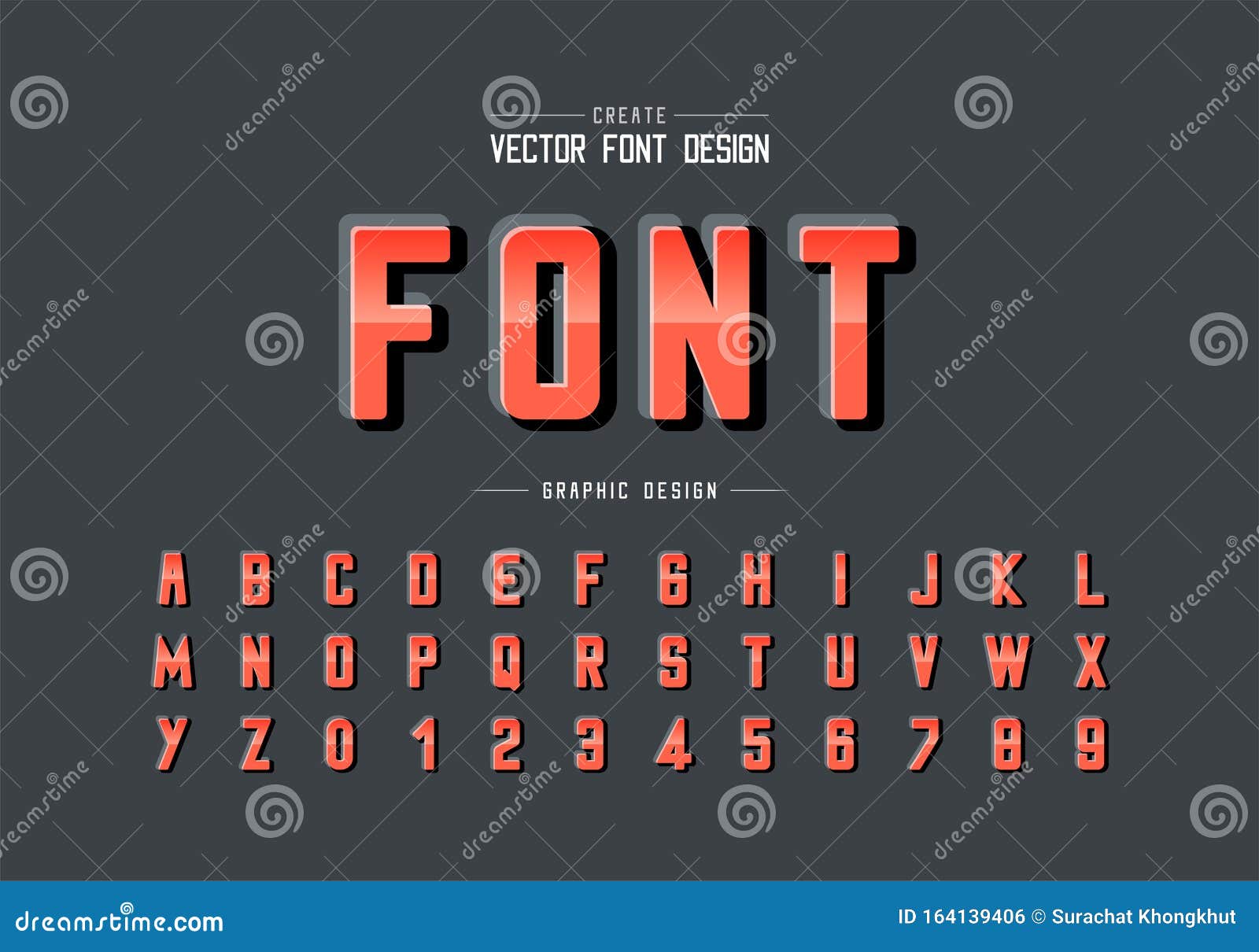 Gradient Font And Reflective Alphabet Vector, Round Typeface And Letter ...