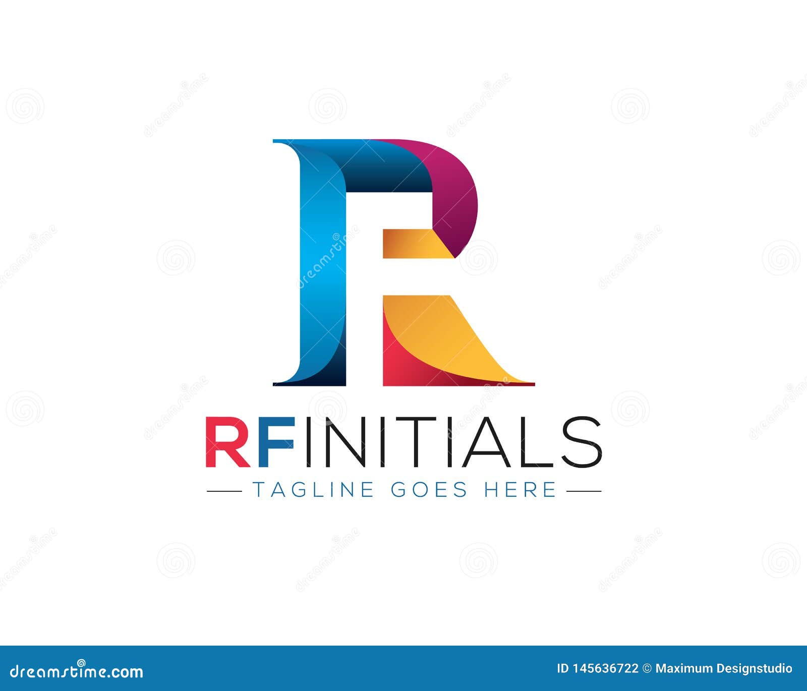 colorful r f initial anagram logo in 2019 style