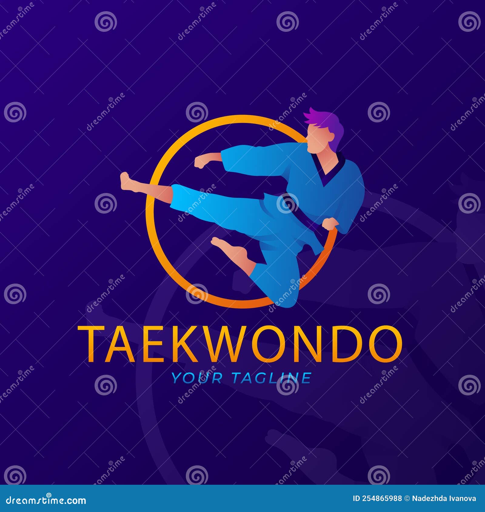 Gradient Taekwondo Logo Design Vector Illustration Stock Vector