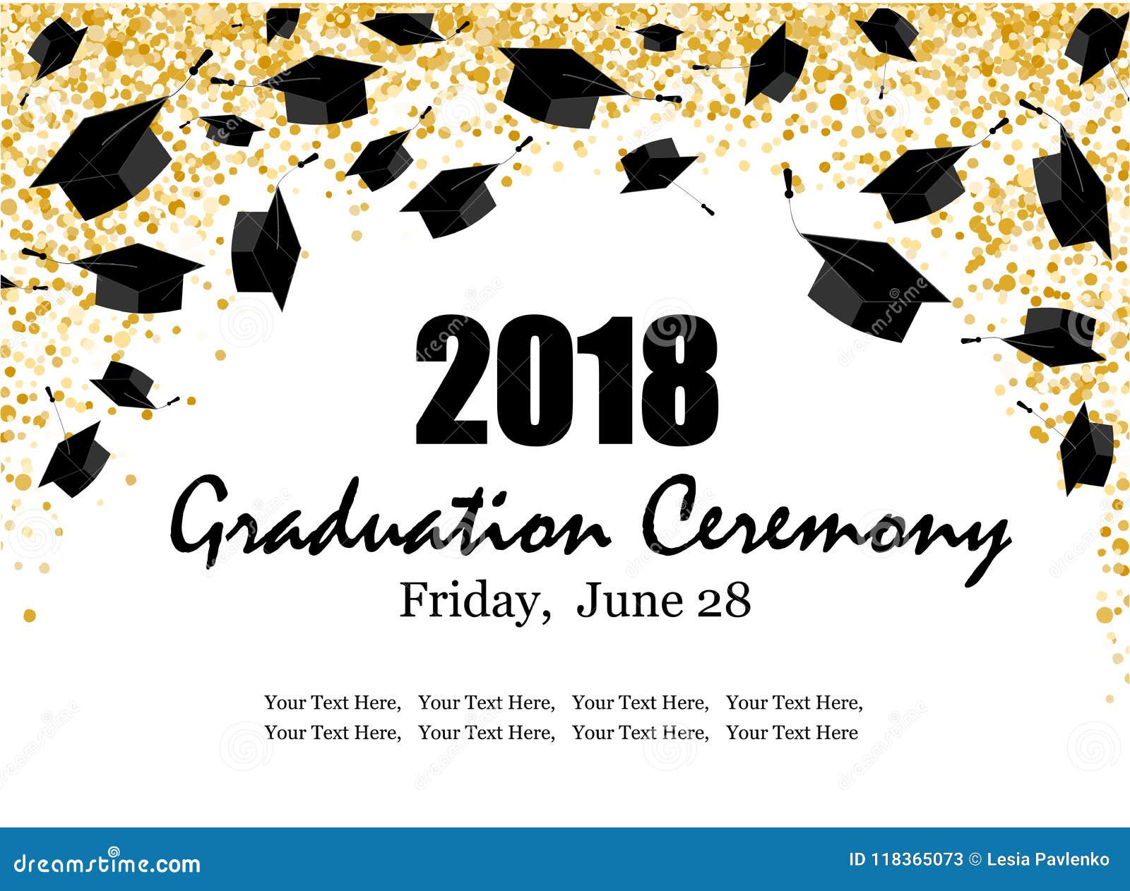 Graduate Caps and the Gold Confetti Banner Stock Vector - Illustration of  holidays, graduation: 118365073