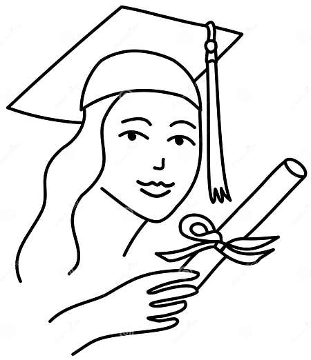 Graduate girl line drawing stock vector. Illustration of bachelors ...