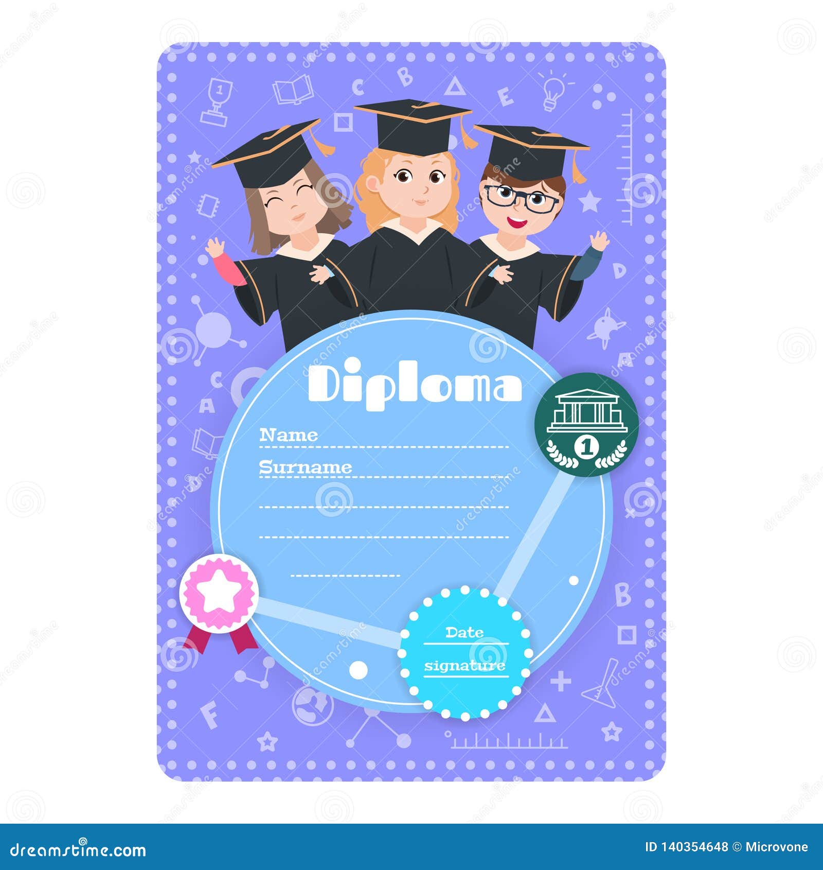 Graduate Kids Diploma. Preschool Kindergarten Children Graduation Certificate Stock Vector - Illustration of elementary, award: 140354648 Graduate Kids Diploma. Preschool Kindergarten Children Graduation Certificate Stock Vector - Illustration of elementary, award: 140354648