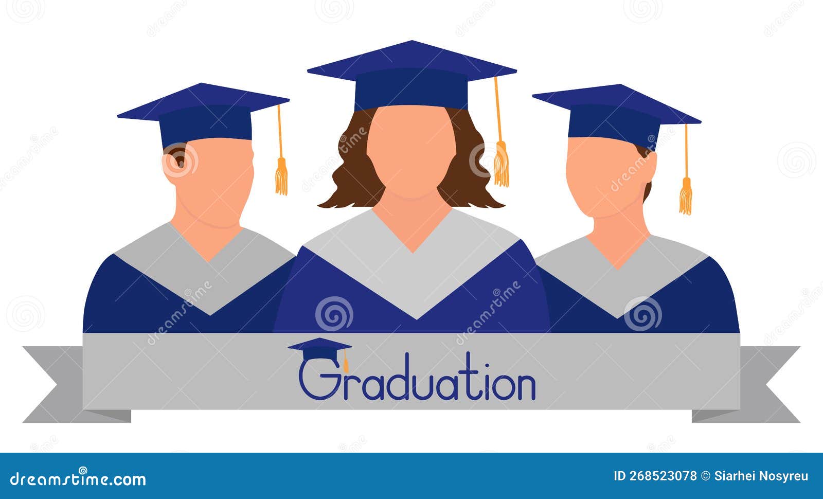 Graduate Students in Gown and Graduation Cap. Graduation Ceremony Stock