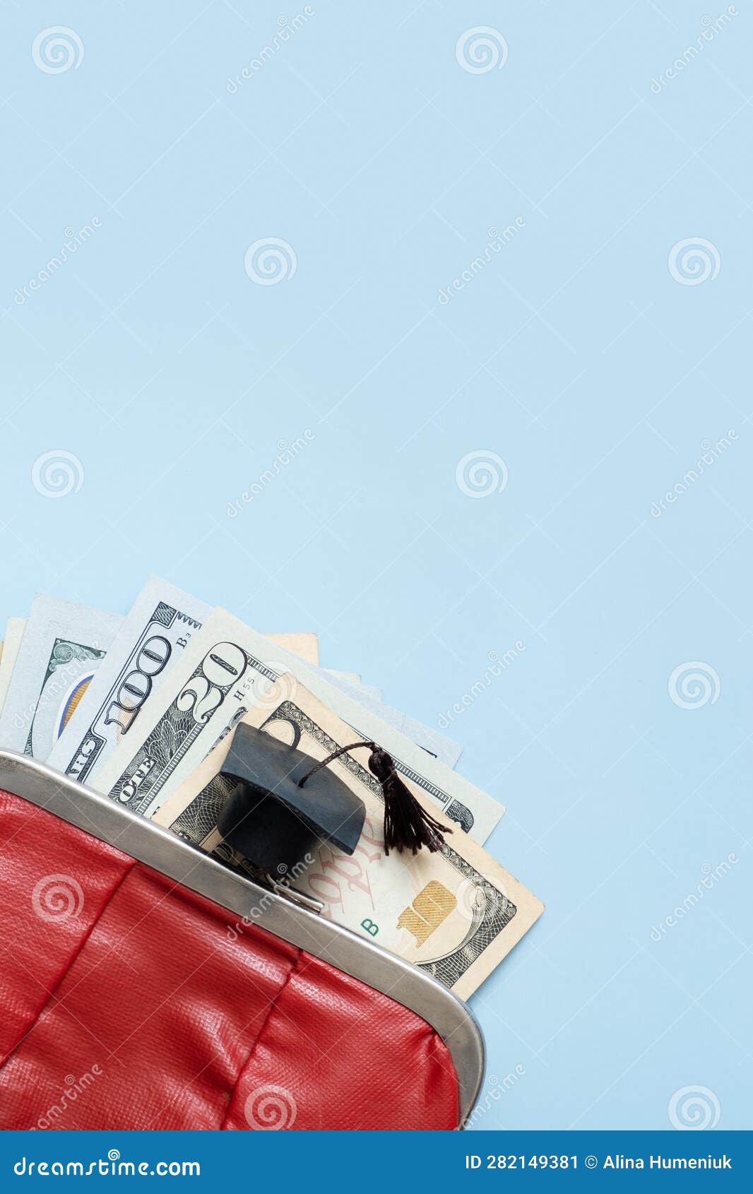 Graduated Cap with Dollars. Grant for Education, Back To School