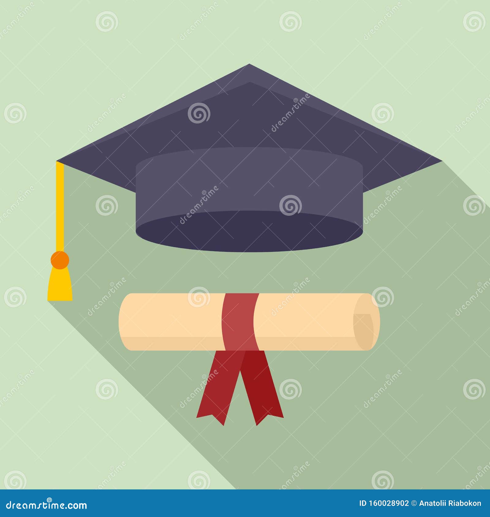 Graduated Hat Diploma Icon, Flat Style Stock Vector - Illustration of ...