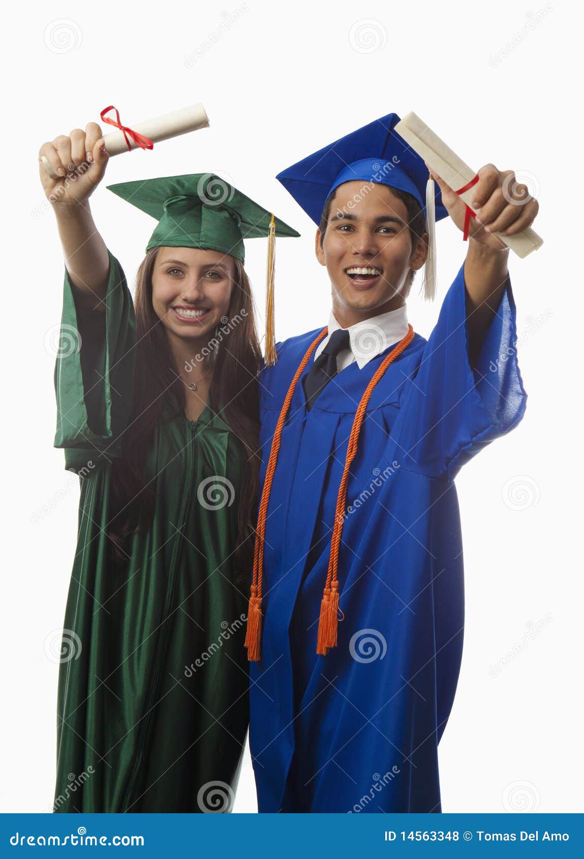 Graduates in Cap and Gown with Diploma Stock Photo - Image of gown
