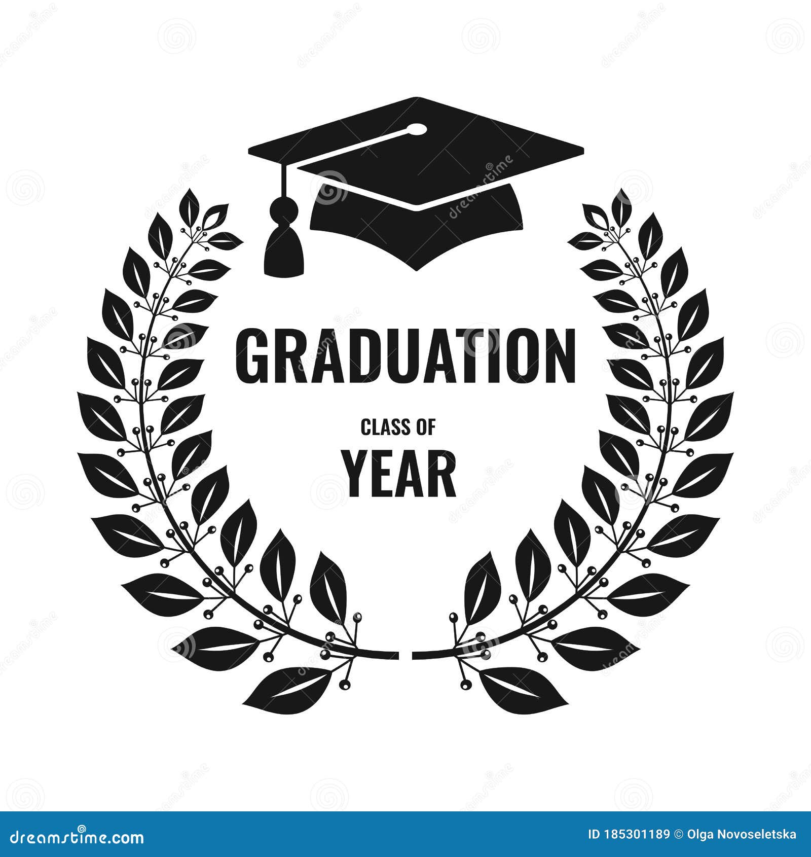 Graduation Black Logo Isolated On White Background. Stock Vector