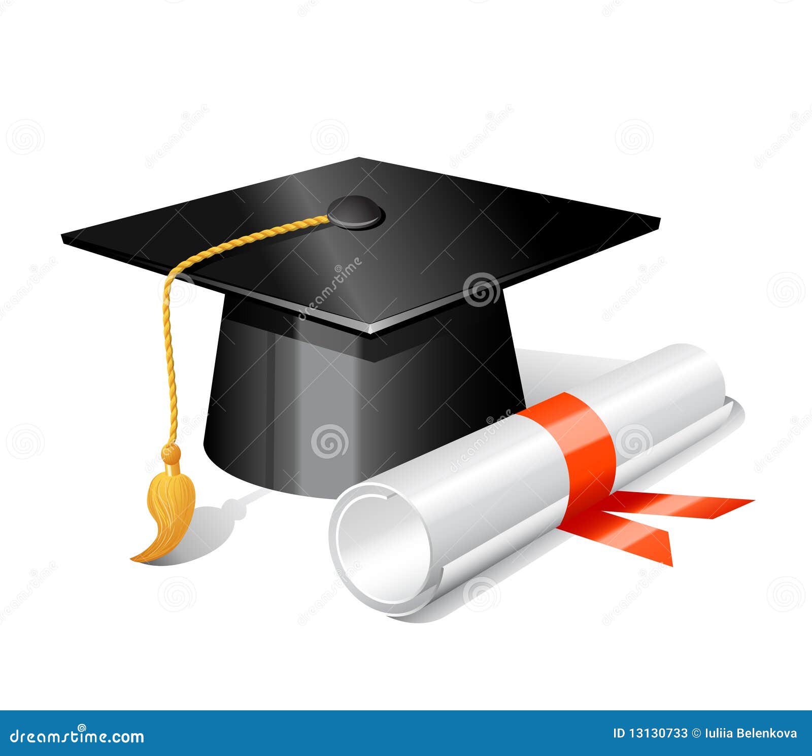 Graduation cap and diploma stock vector. Illustration of certificate