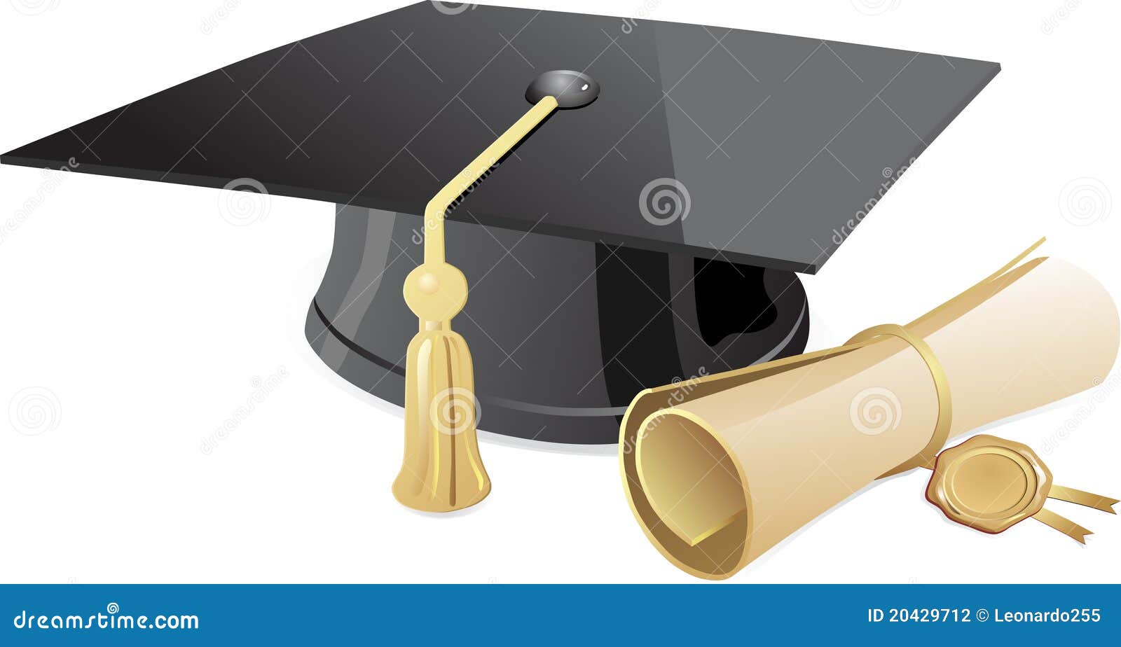 Graduation cap and diploma stock vector. Illustration of ball - 20429712