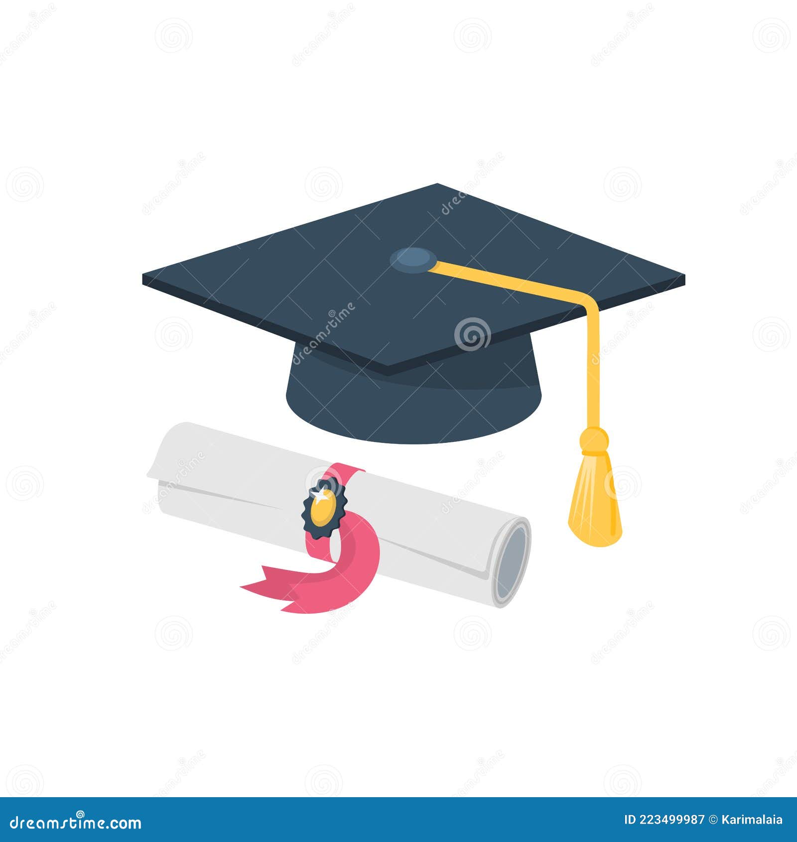 Graduation cap and diploma stock vector. Illustration of learn - 223499987