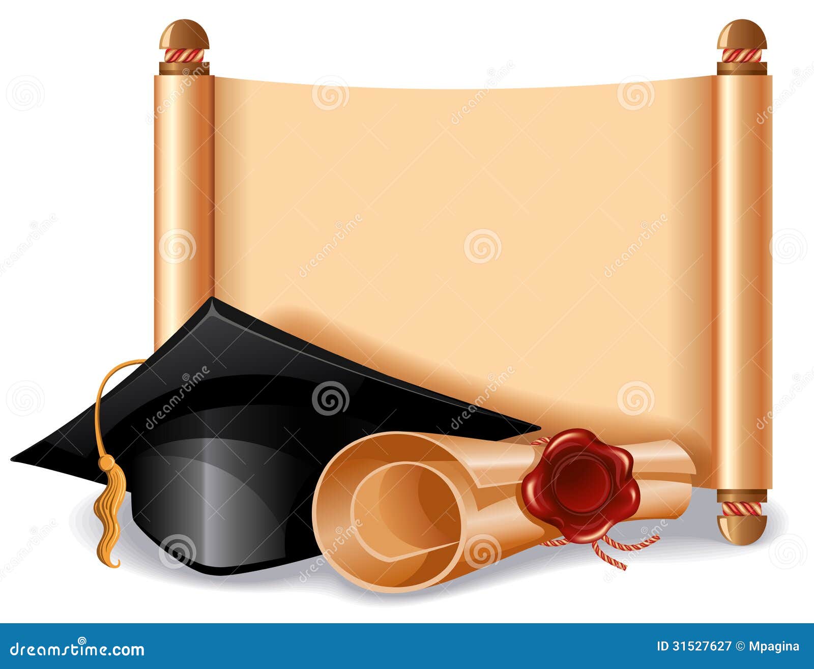 Graduation Cap Diploma Gold Background