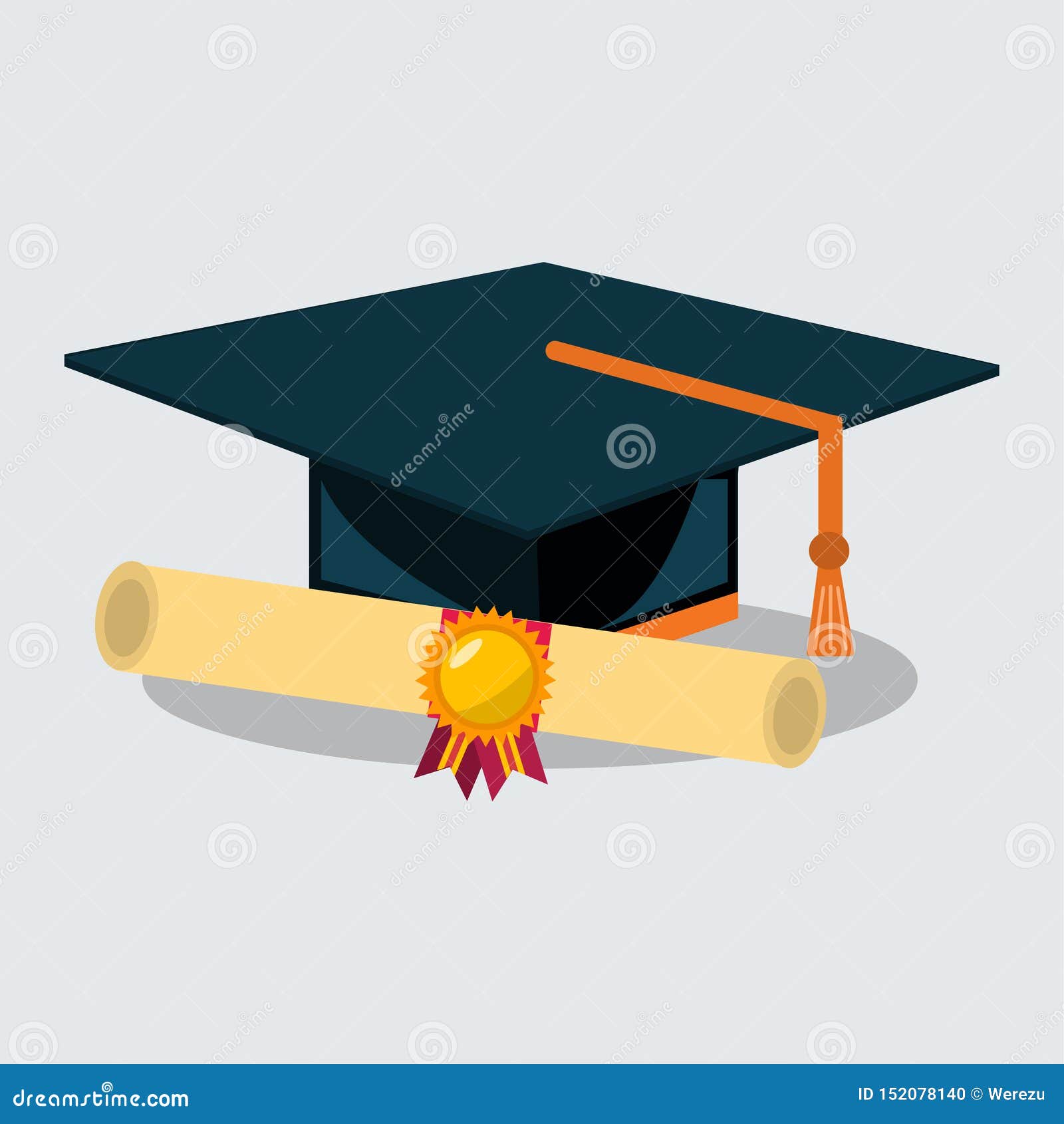 Graduation Cap and Diploma Certificate Vector Illustration Stock Vector ...